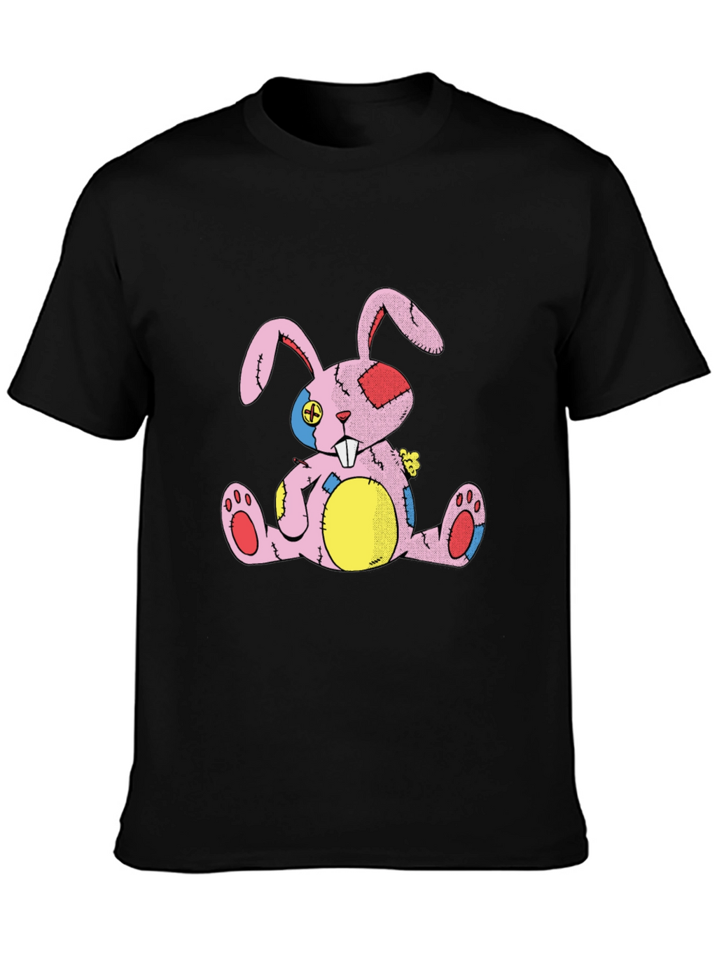 Distressed Stuffed Bunny Black T-Shirt