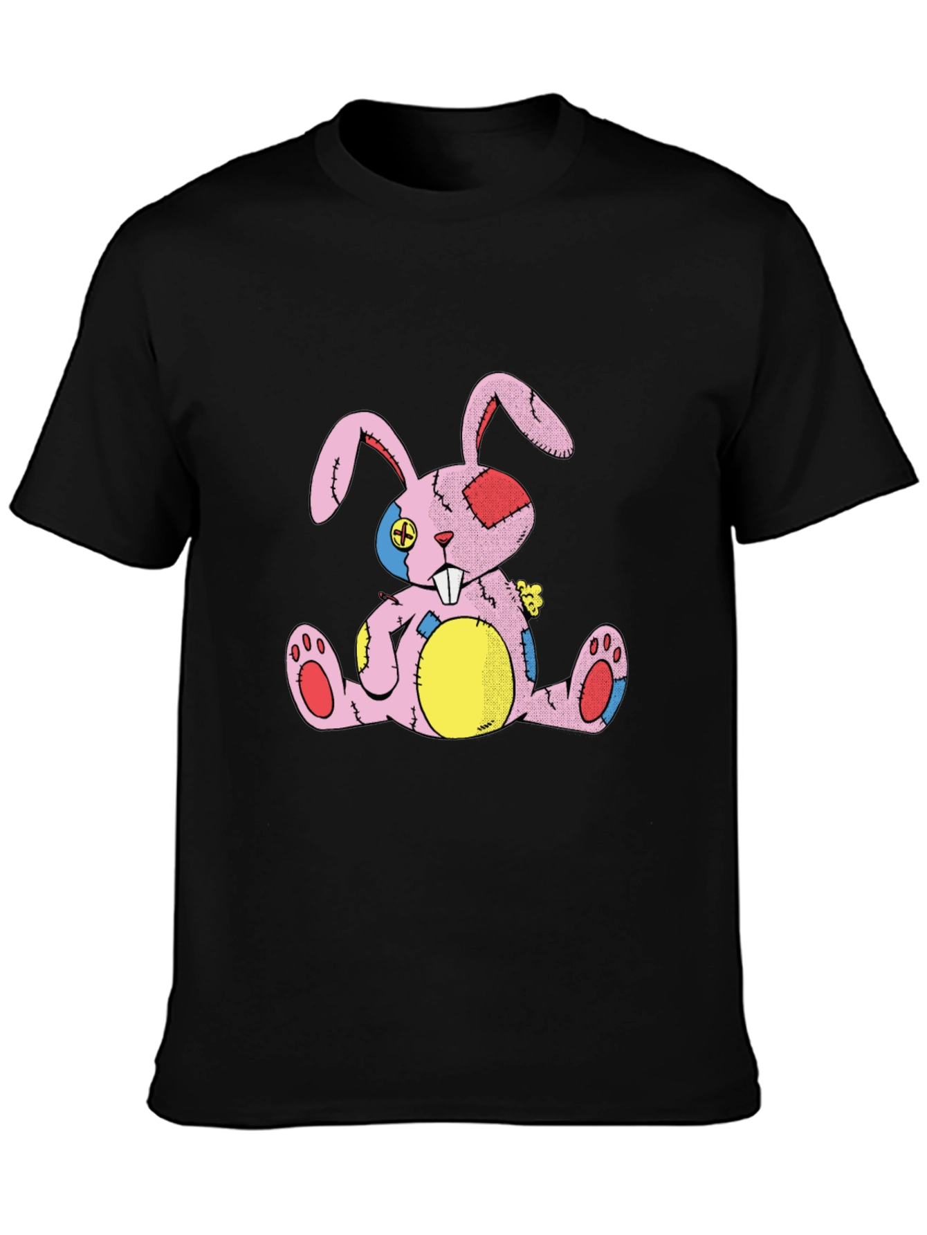 Distressed Stuffed Bunny Black T-Shirt