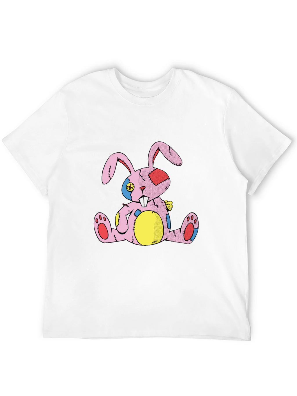 Distressed Stuffed Bunny Black T-Shirt