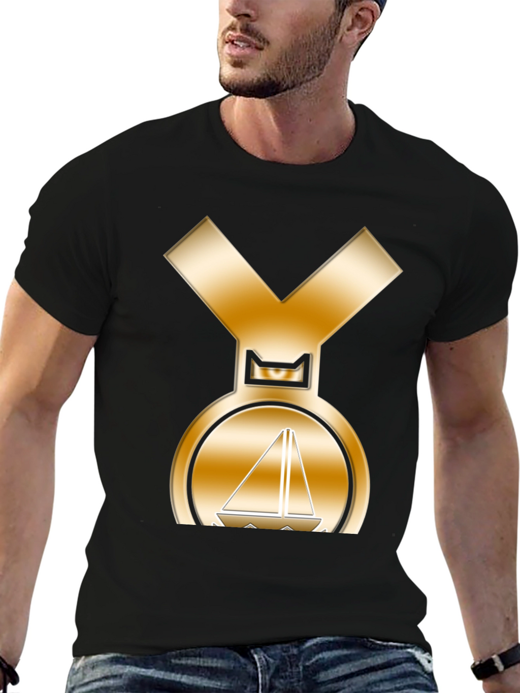 Golden Sailboat Medal T-Shirt