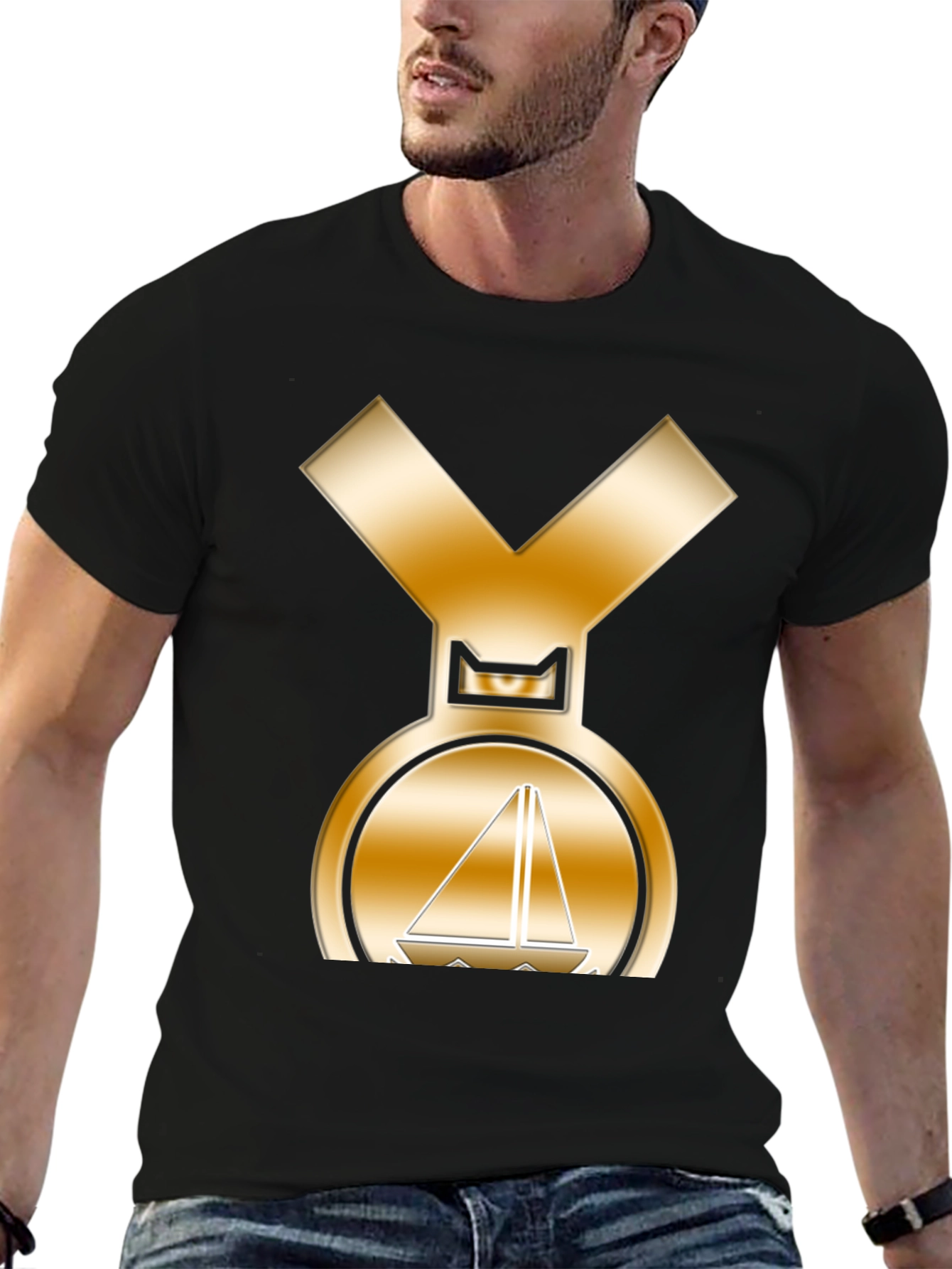 Golden Sailboat Medal T-Shirt