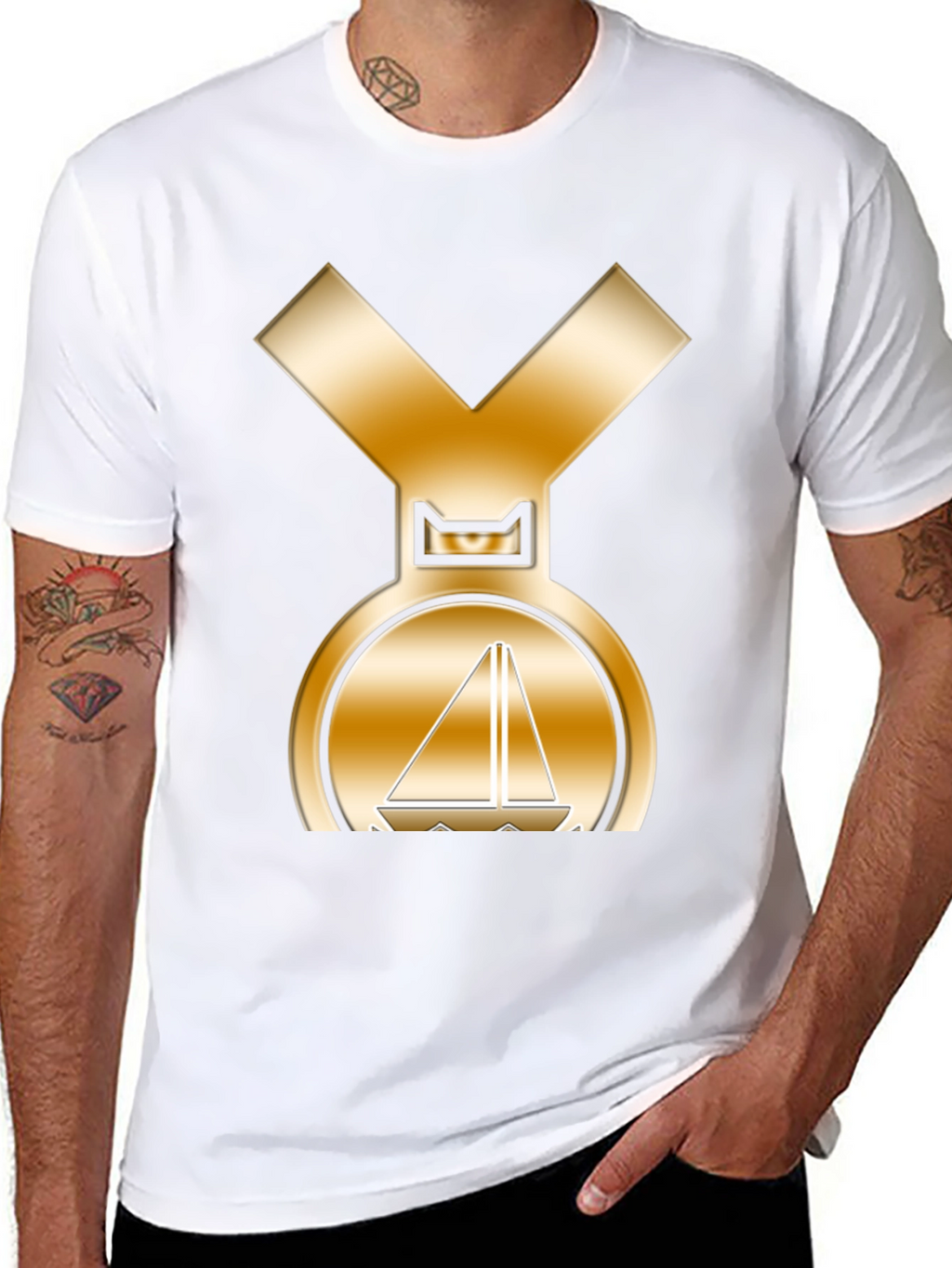Golden Sailboat Medal T-Shirt