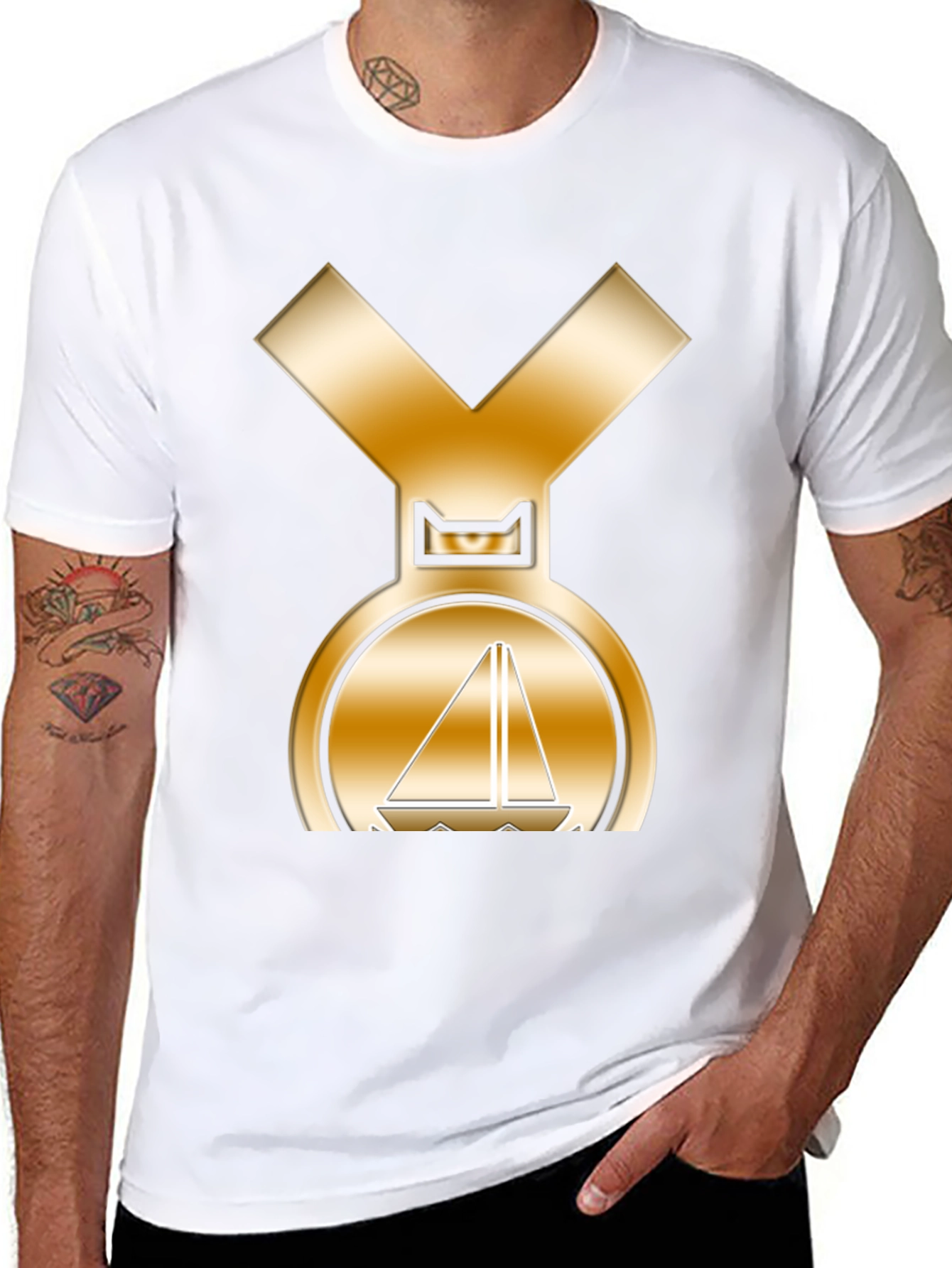 Golden Sailboat Medal T-Shirt