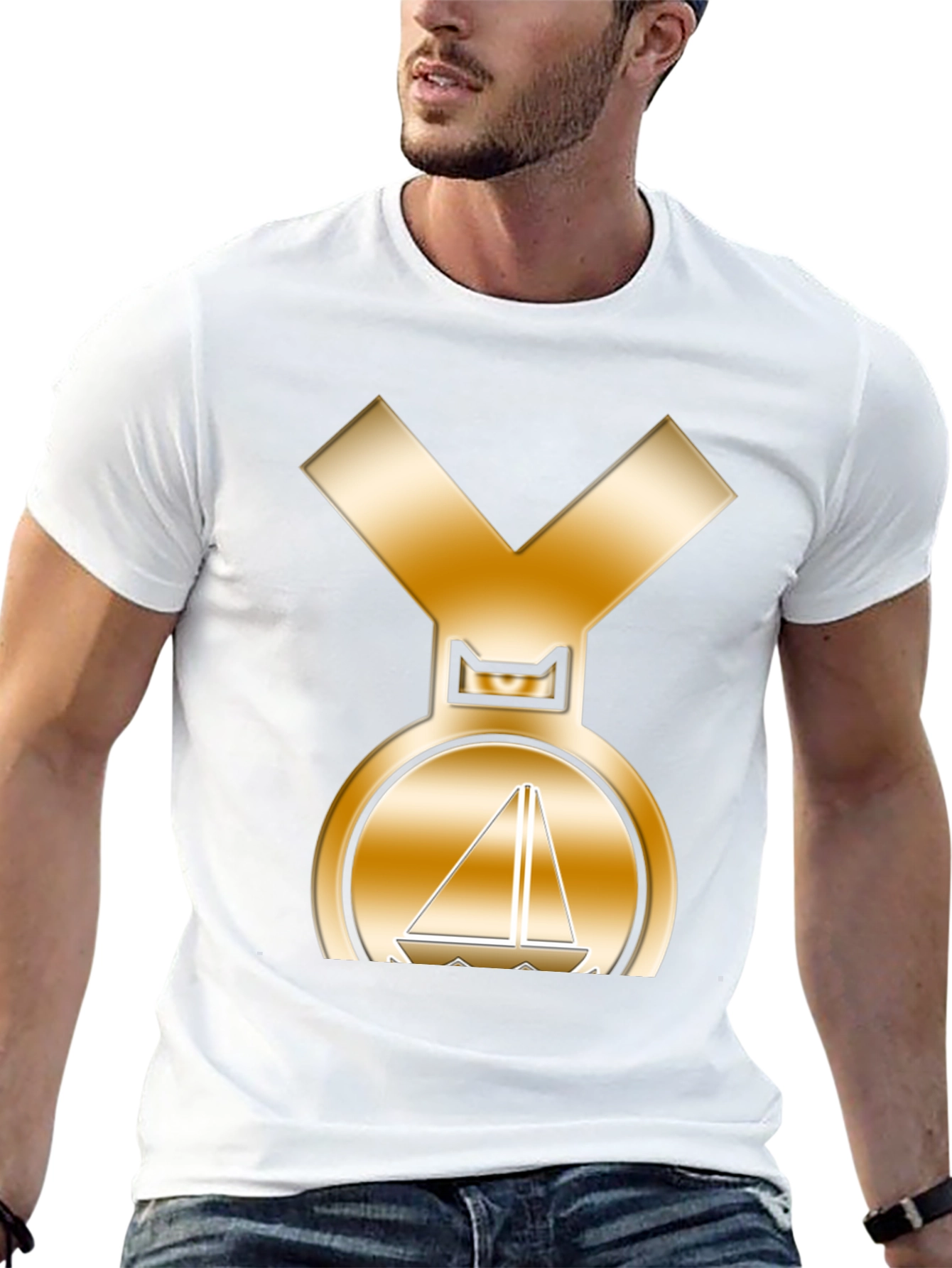 Golden Sailboat Medal T-Shirt