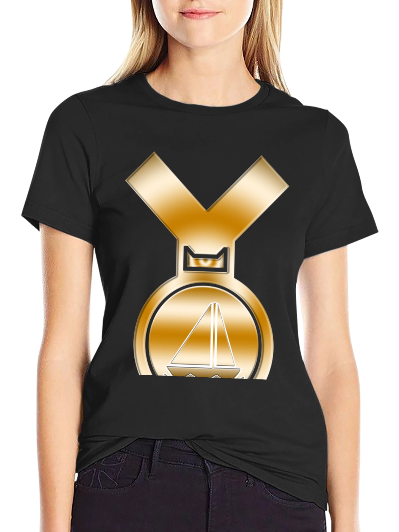 Golden Sailboat Medal T-Shirt
