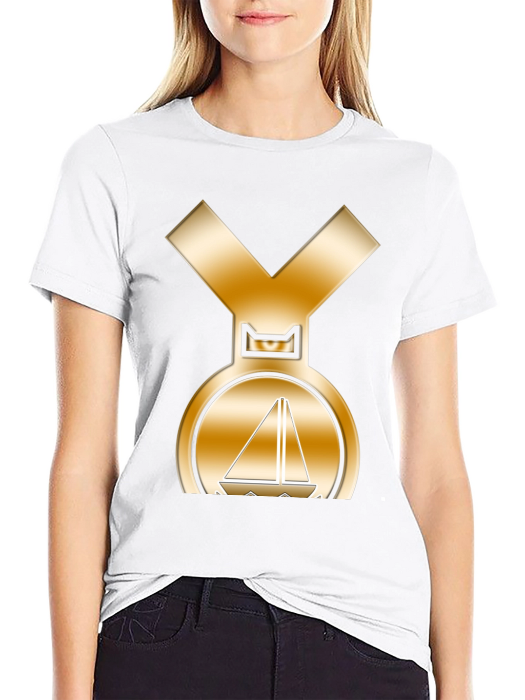Golden Sailboat Medal T-Shirt