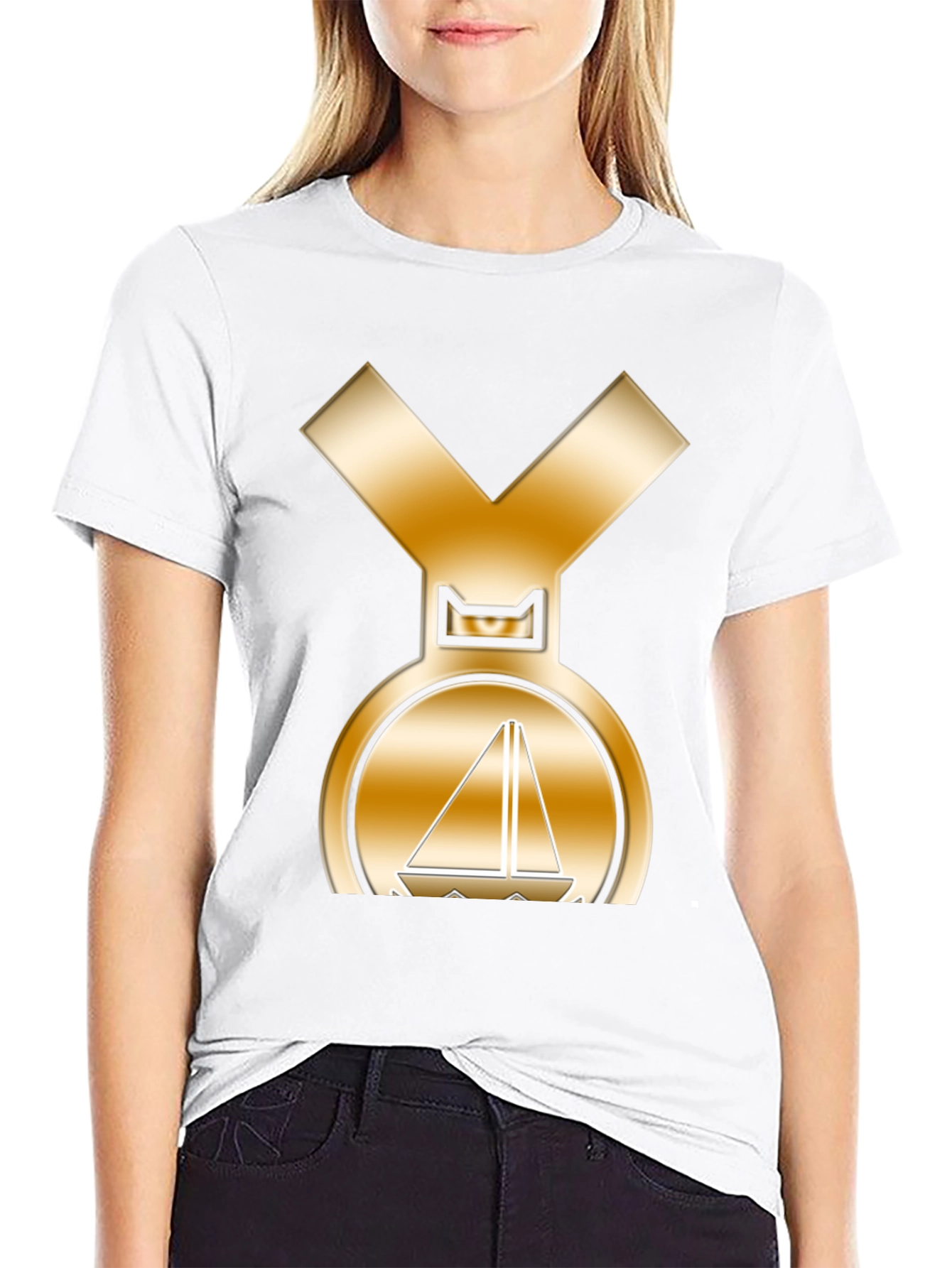 Golden Sailboat Medal T-Shirt