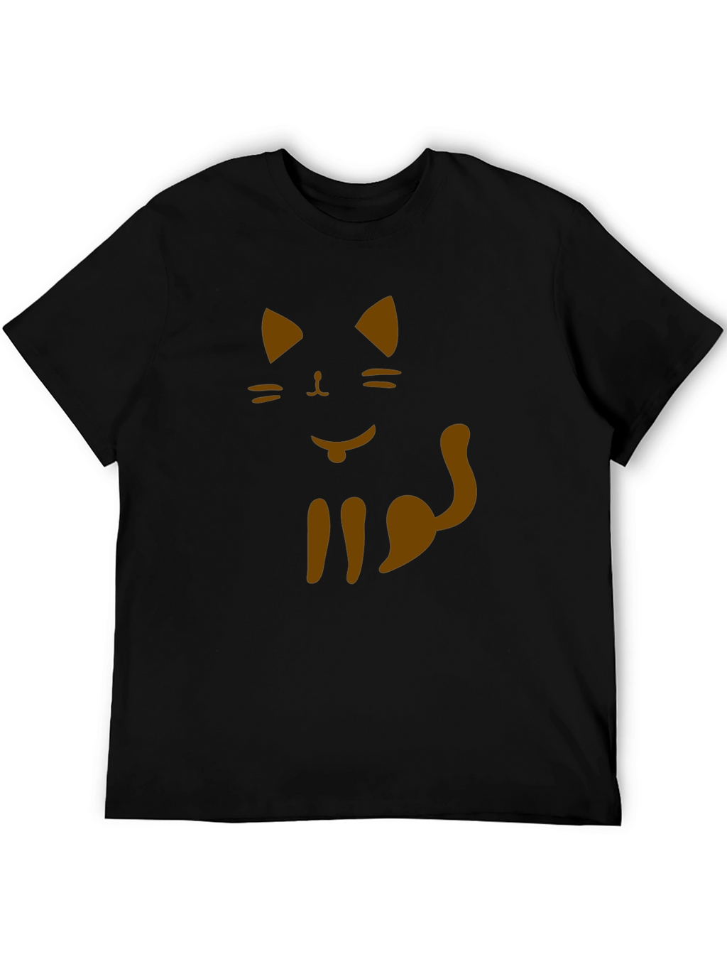 Cat Graphic Tee - Black Cotton T-Shirt