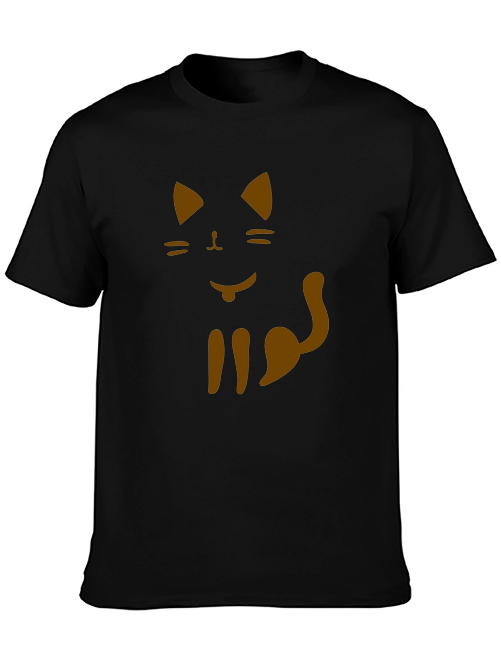 Cat Graphic Tee - Black Cotton T-Shirt