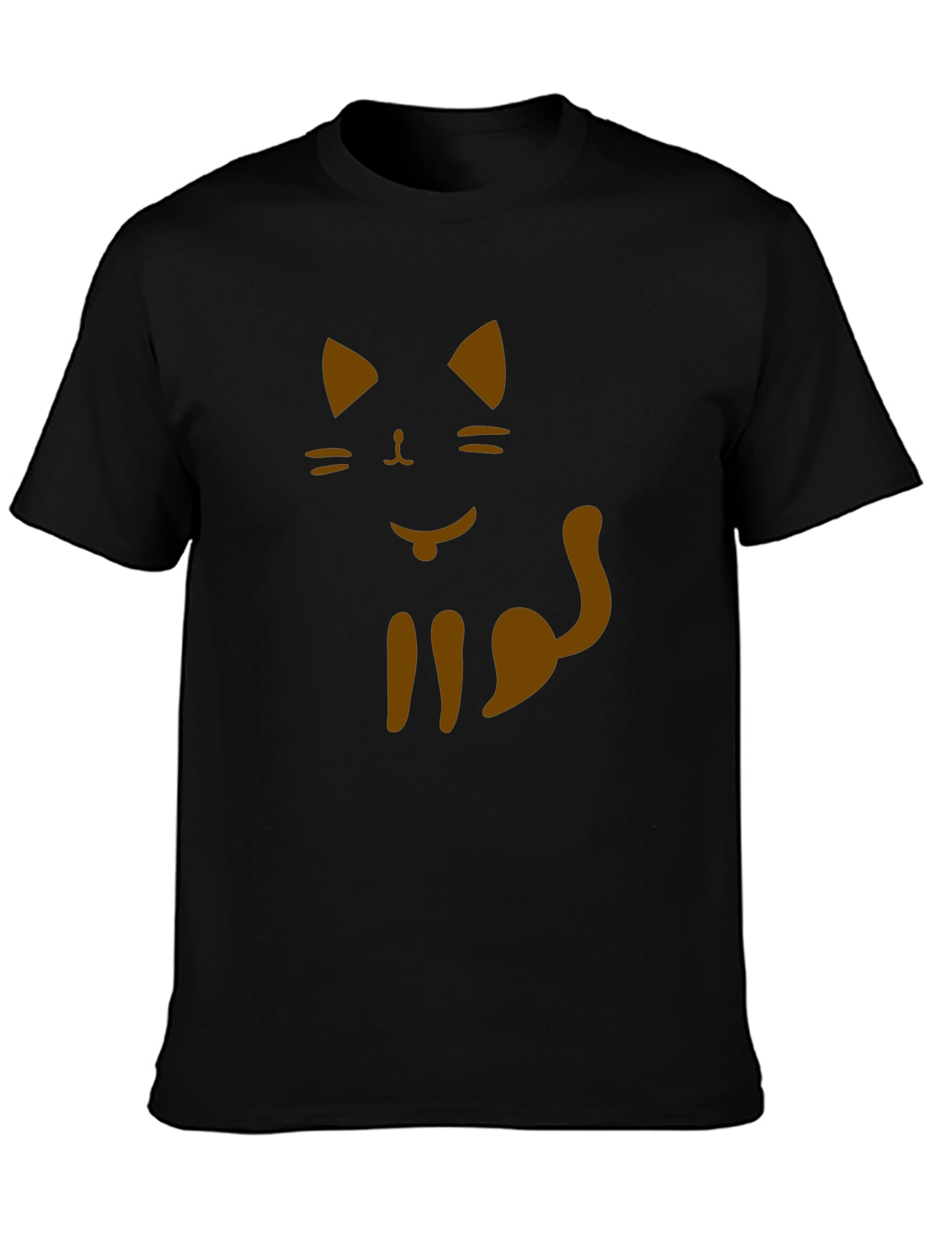 Cat Graphic Tee - Black Cotton T-Shirt