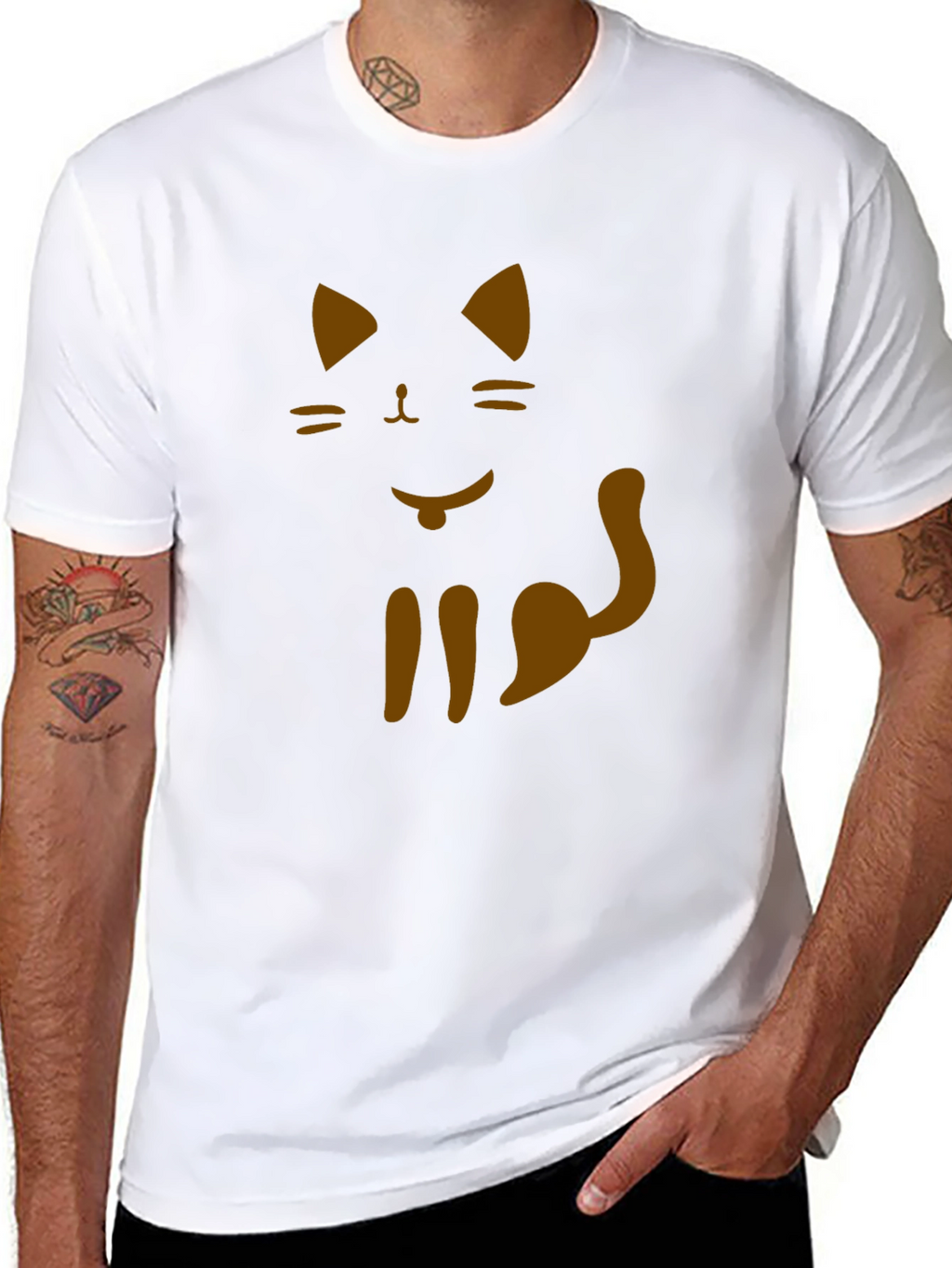 Cat Graphic Tee - Black Cotton T-Shirt