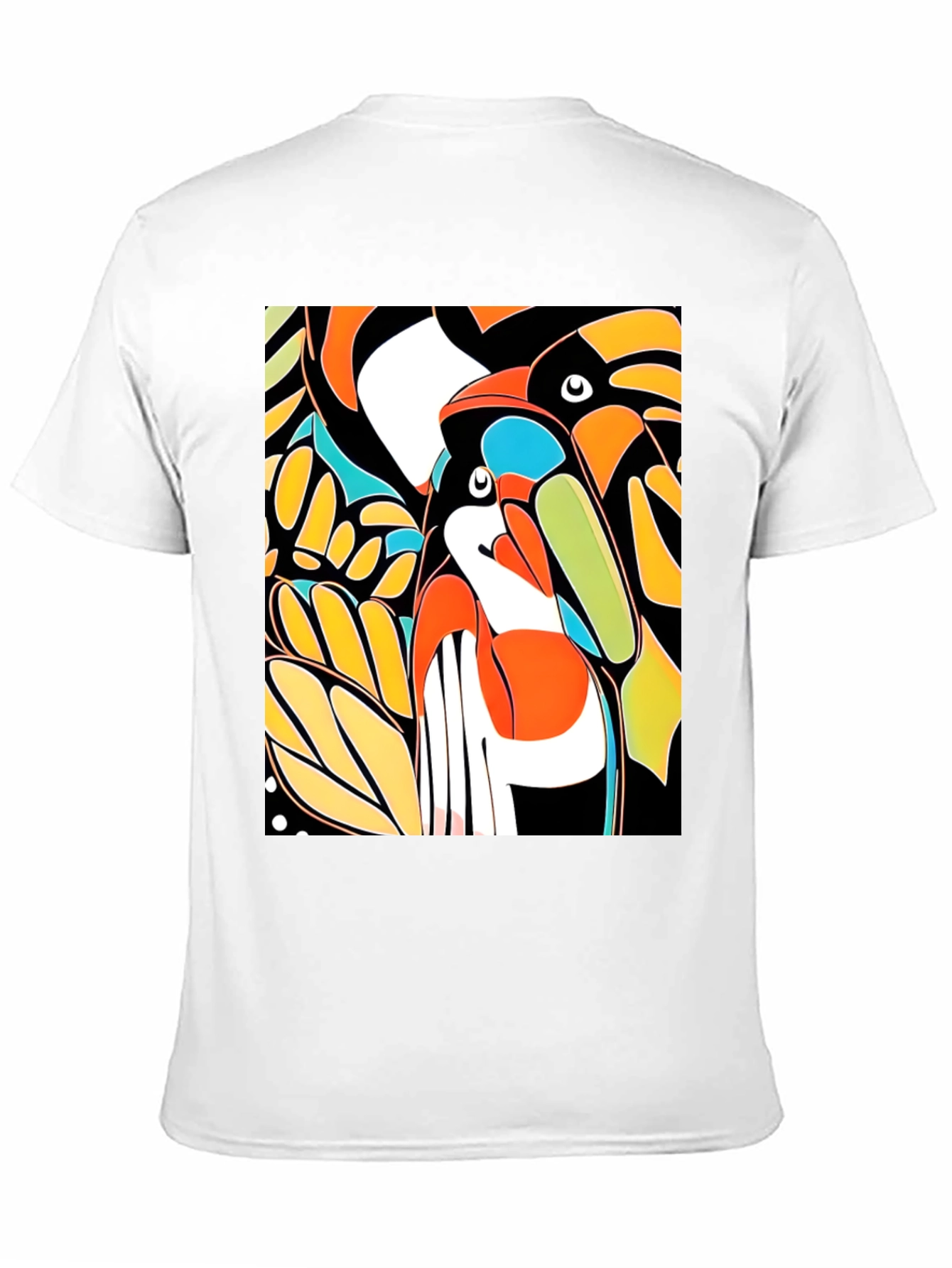Abstract Toucan Print Black T-Shirt