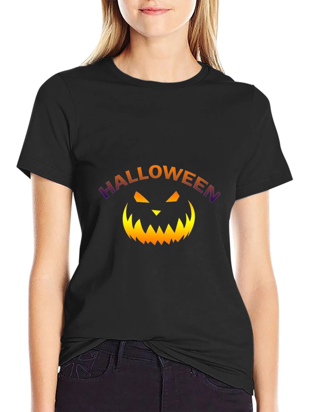 Halloween Pumpkin Graphic Black T-Shirt