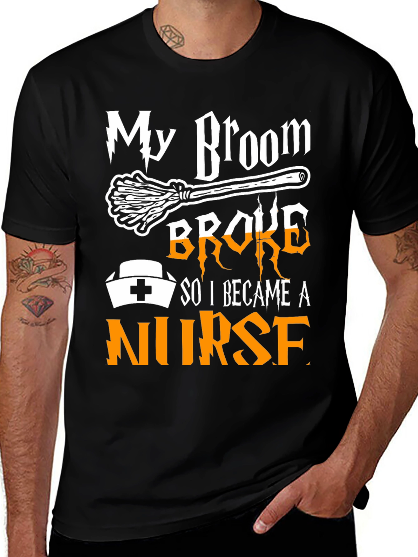 Funny Halloween Nurse T-Shirt - My Broom Broke!