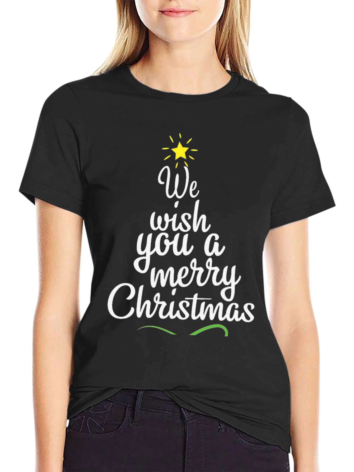 Festive We Wish You Christmas Tree Graphic Tee