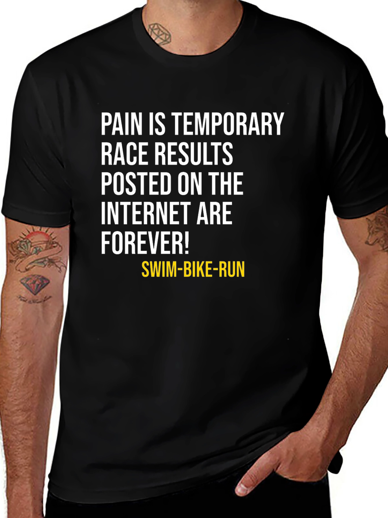 Funny Triathlon T-Shirt - Race Results Last Forever