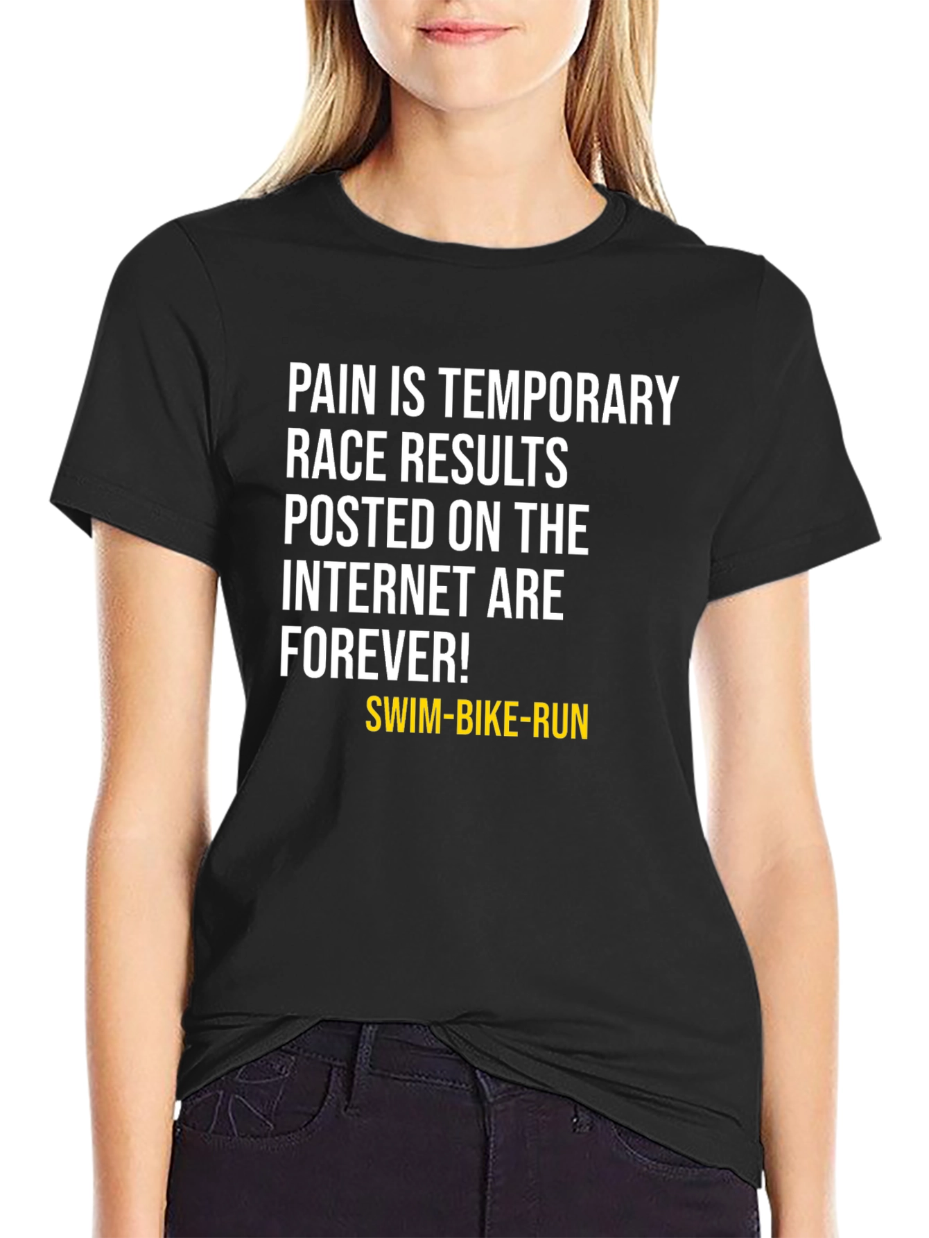 Funny Triathlon T-Shirt - Race Results Last Forever