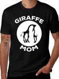 Giraffe Mom Graphic T-Shirt - Black