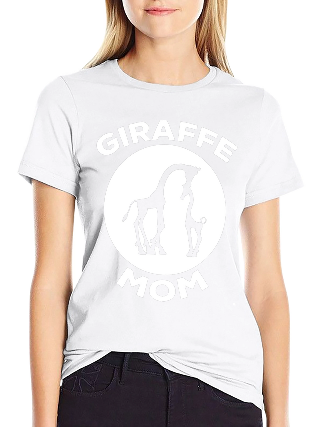 Giraffe Mom Graphic T-Shirt - Black