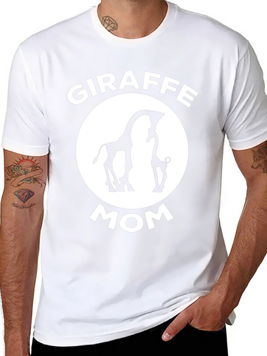 Giraffe Mom Graphic T-Shirt - Black