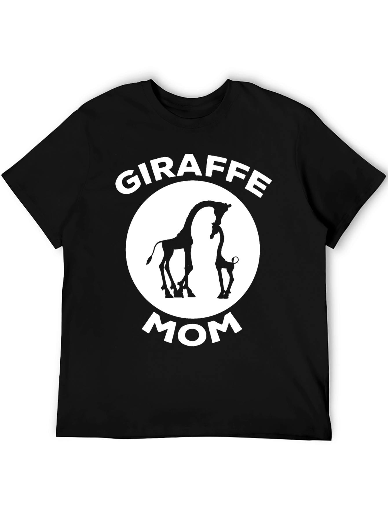 Giraffe Mom Graphic T-Shirt - Black