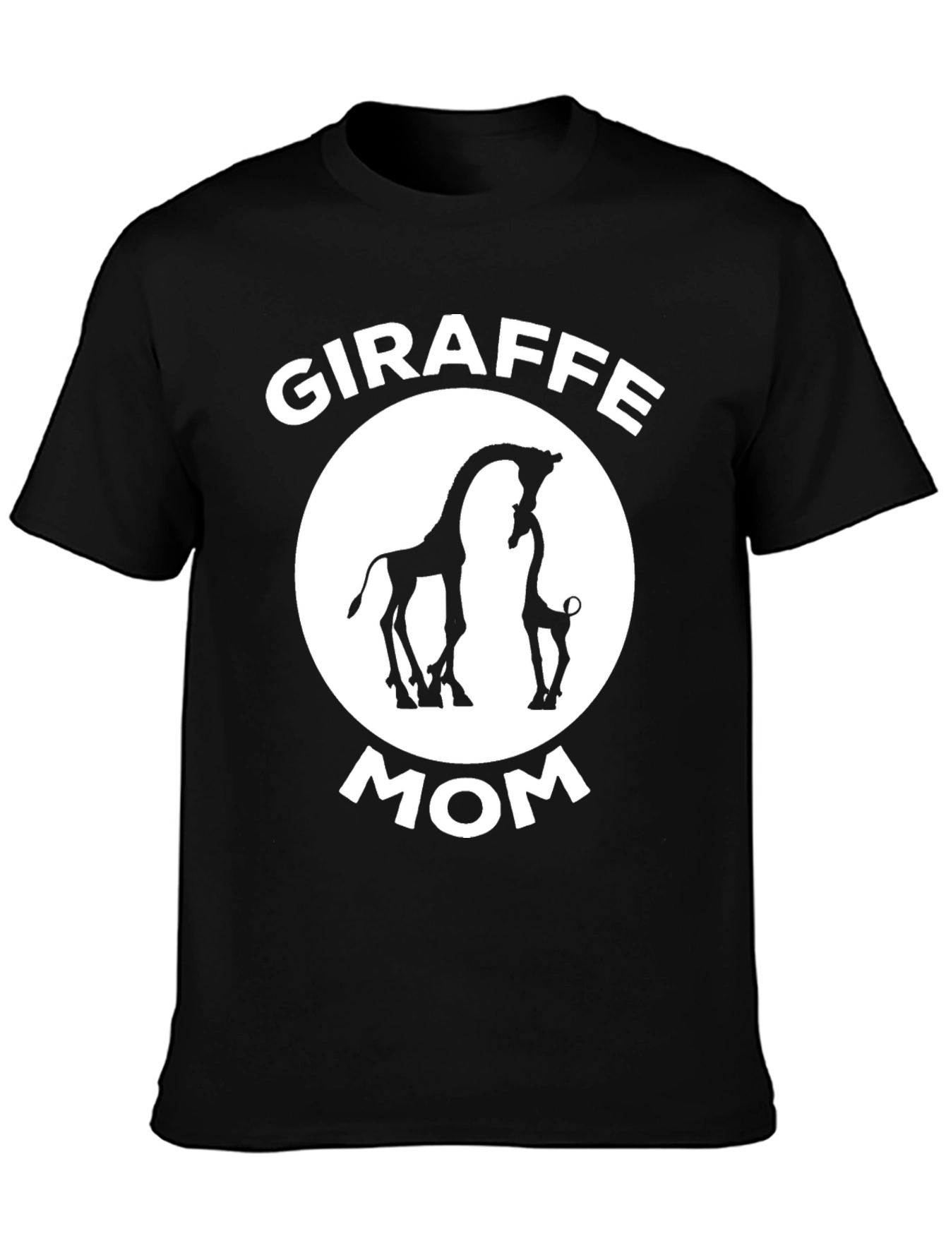 Giraffe Mom Graphic T-Shirt - Black