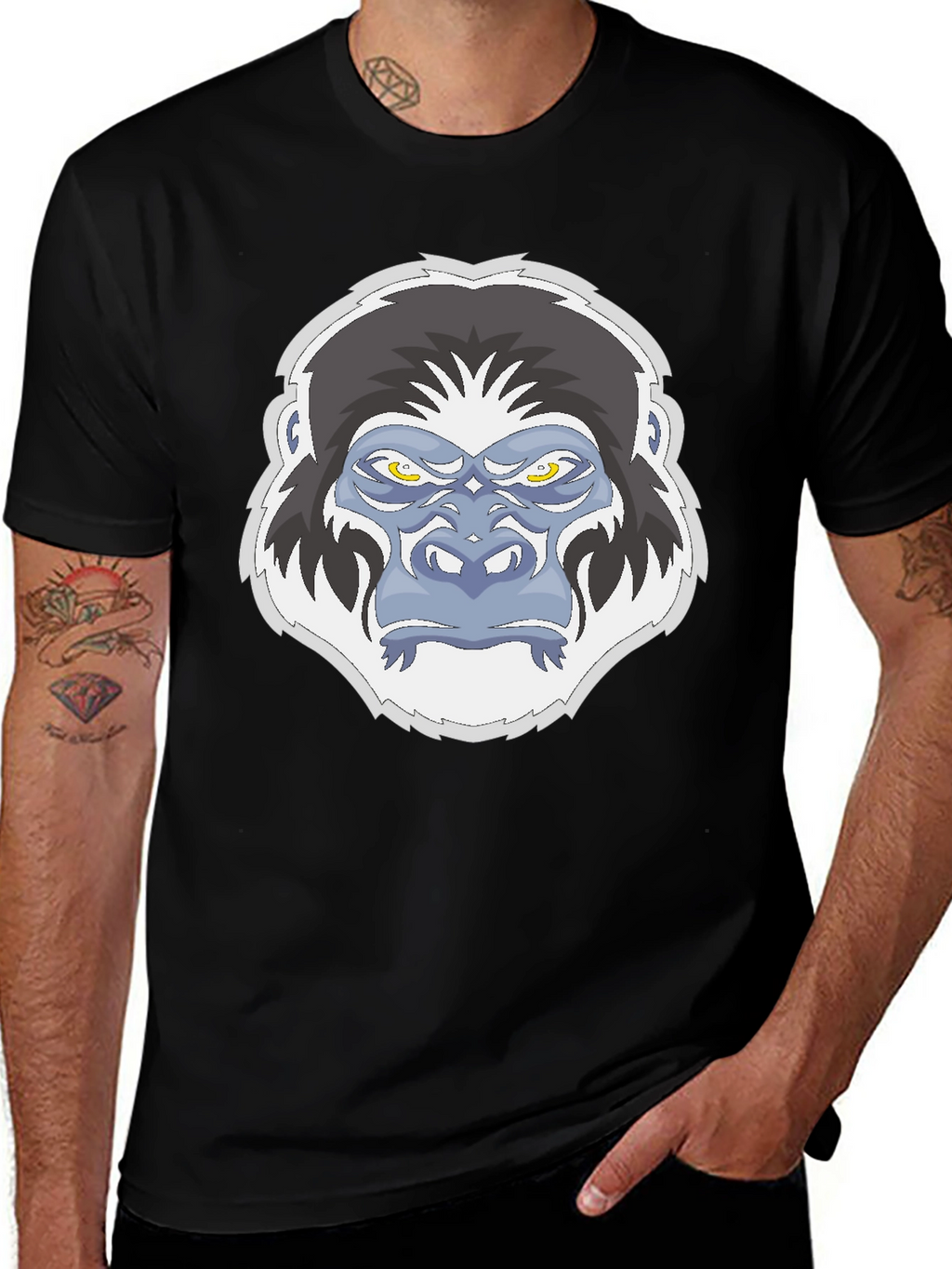 Gorilla Graphic Print Black T-Shirt