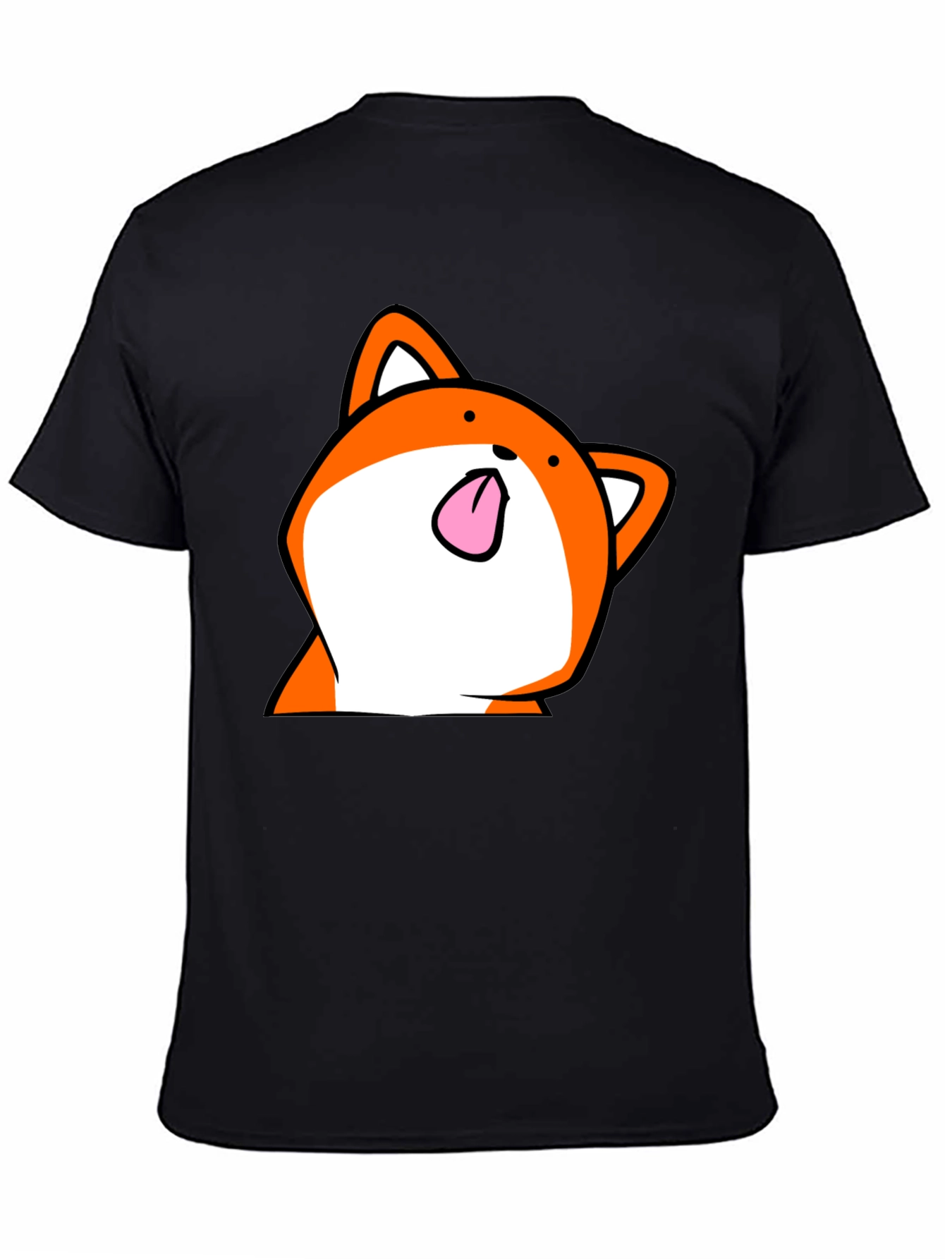 Funny Fox Tongue T-Shirt - Black Cartoon Graphic Tee