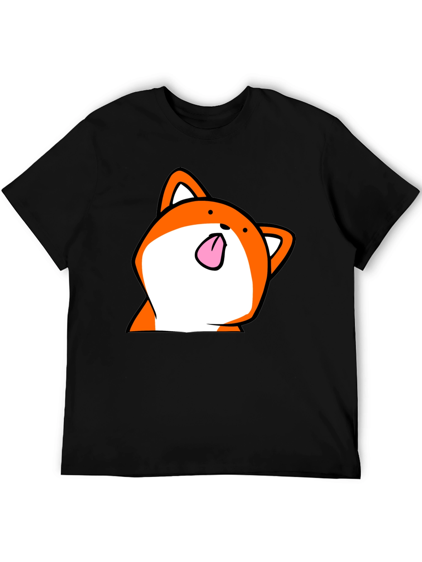 Funny Fox Tongue T-Shirt - Black Cartoon Graphic Tee