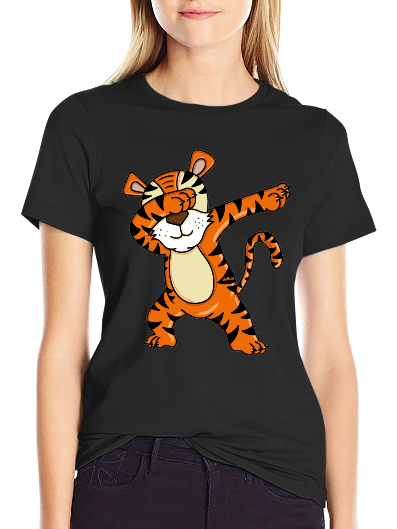 Dabbing Tiger Graphic Tee - Black Casual T-Shirt