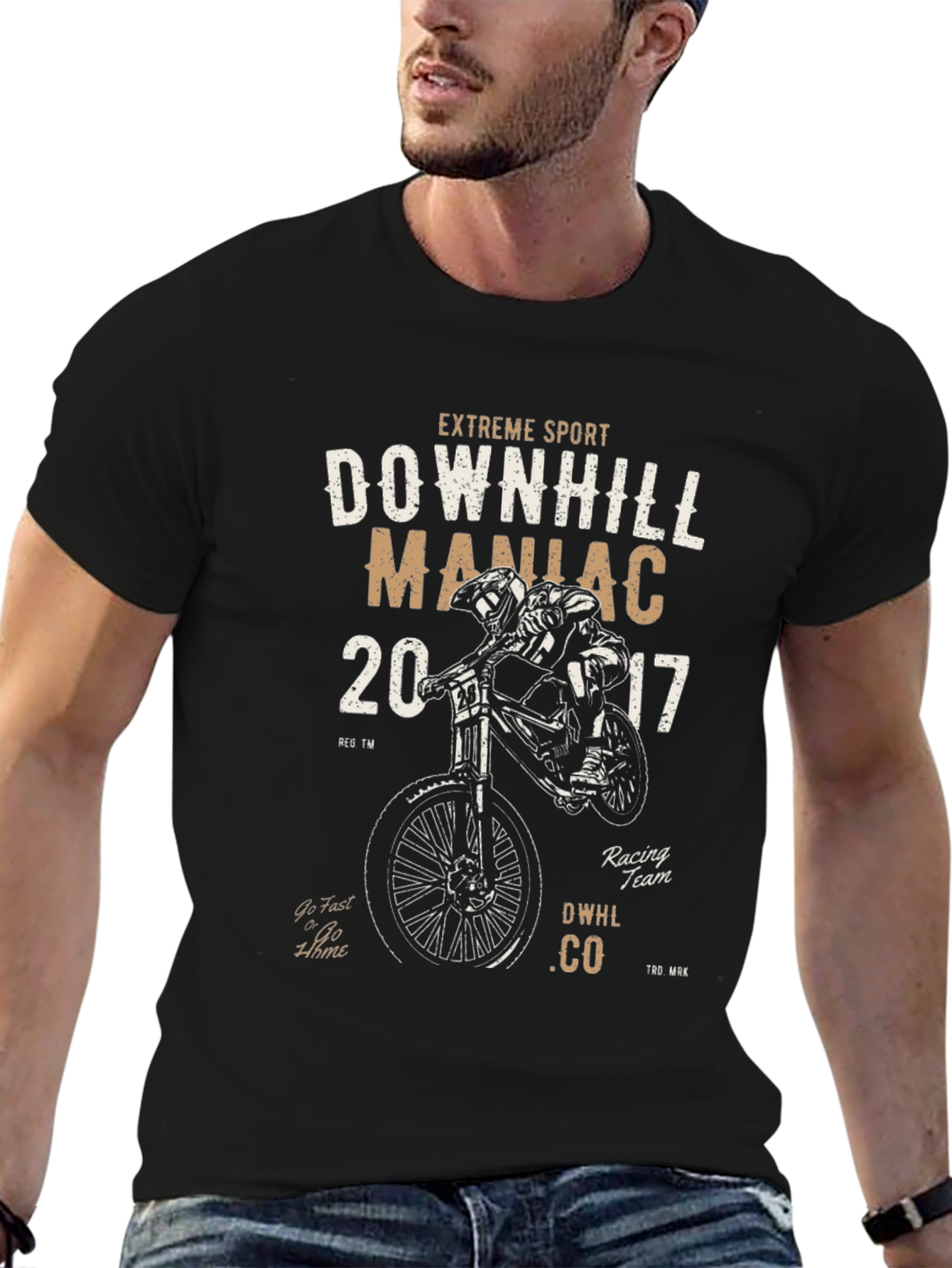 Downhill Maniac Graphic T-Shirt Extreme Sport