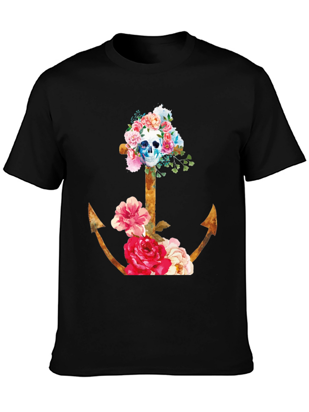 Floral Skull Anchor Graphic Tee