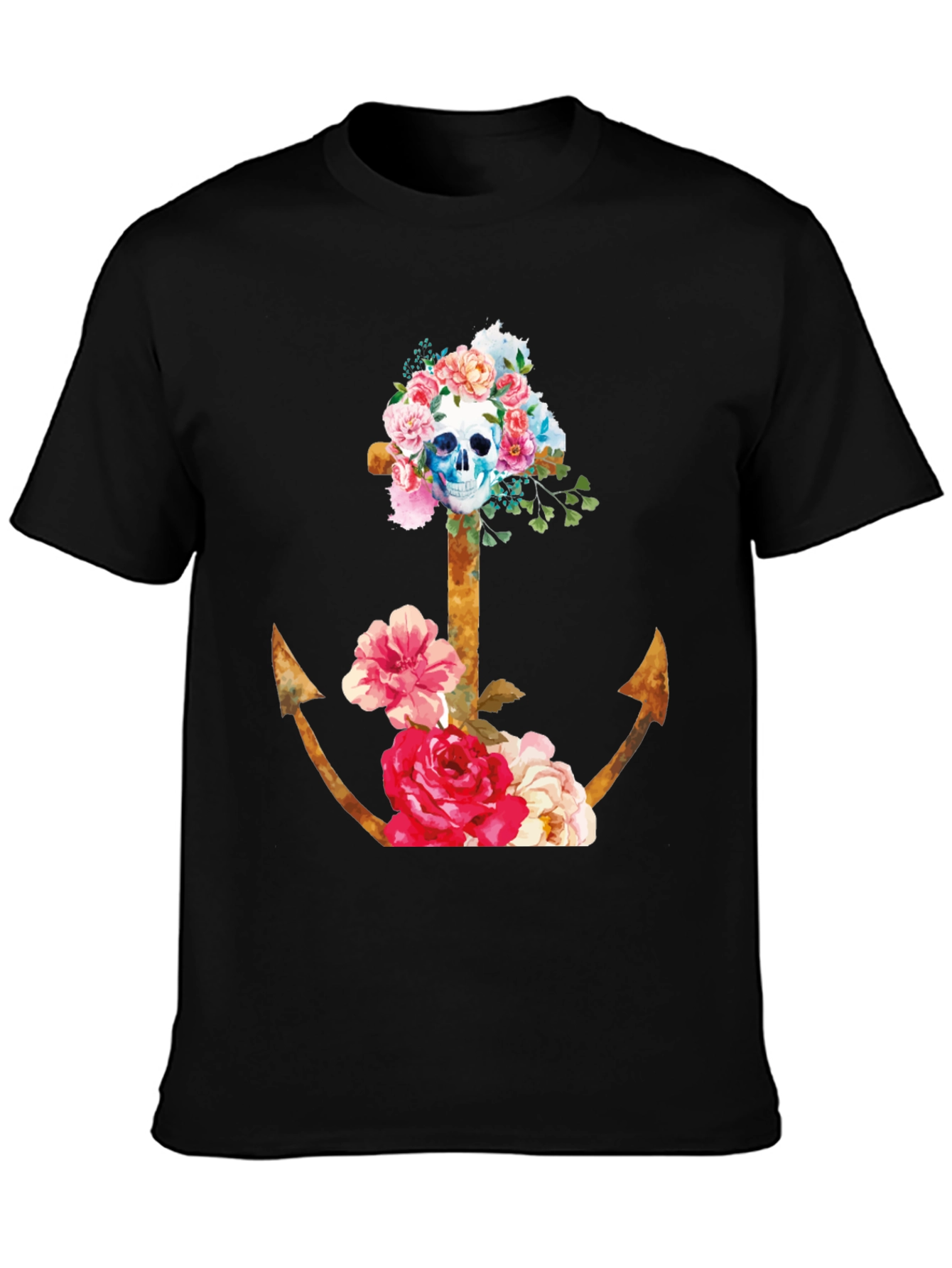 Floral Skull Anchor Graphic Tee