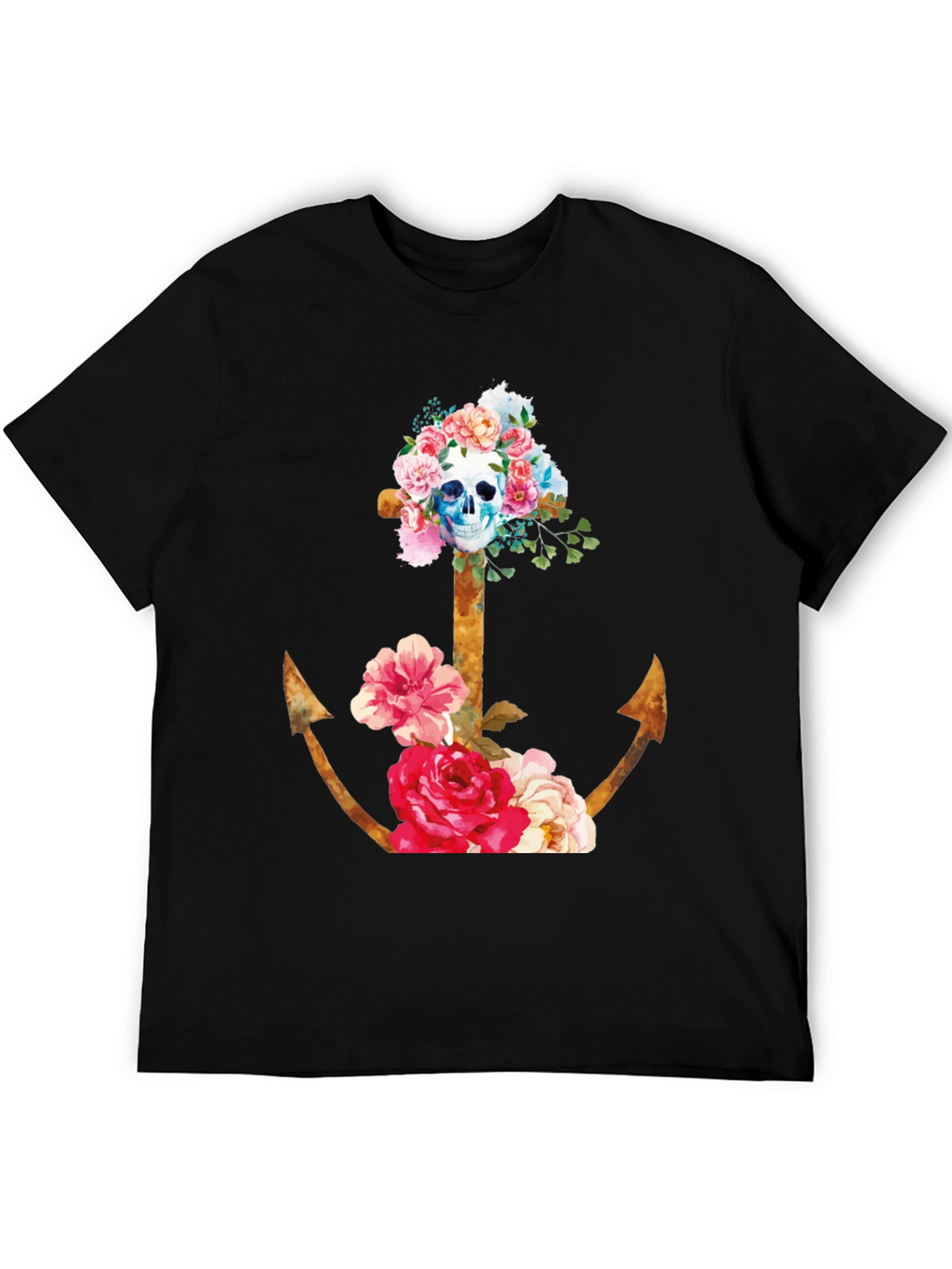 Floral Skull Anchor Graphic Tee
