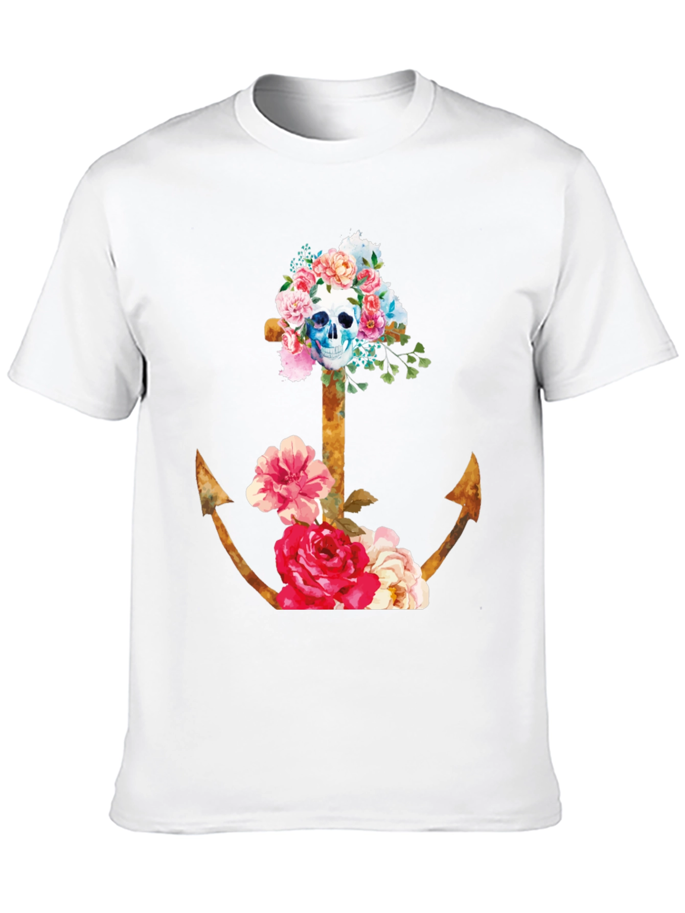 Floral Skull Anchor Graphic Tee