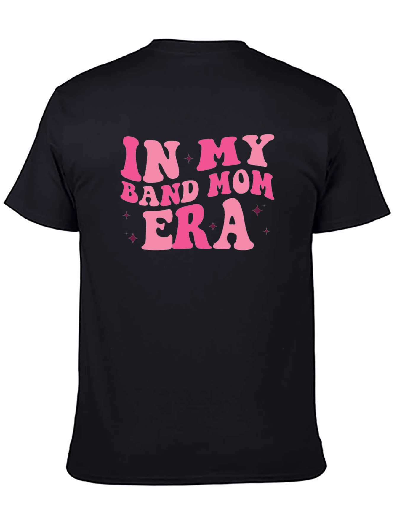 Band Mom Era Tee - Retro Pink Print on Black Shirt