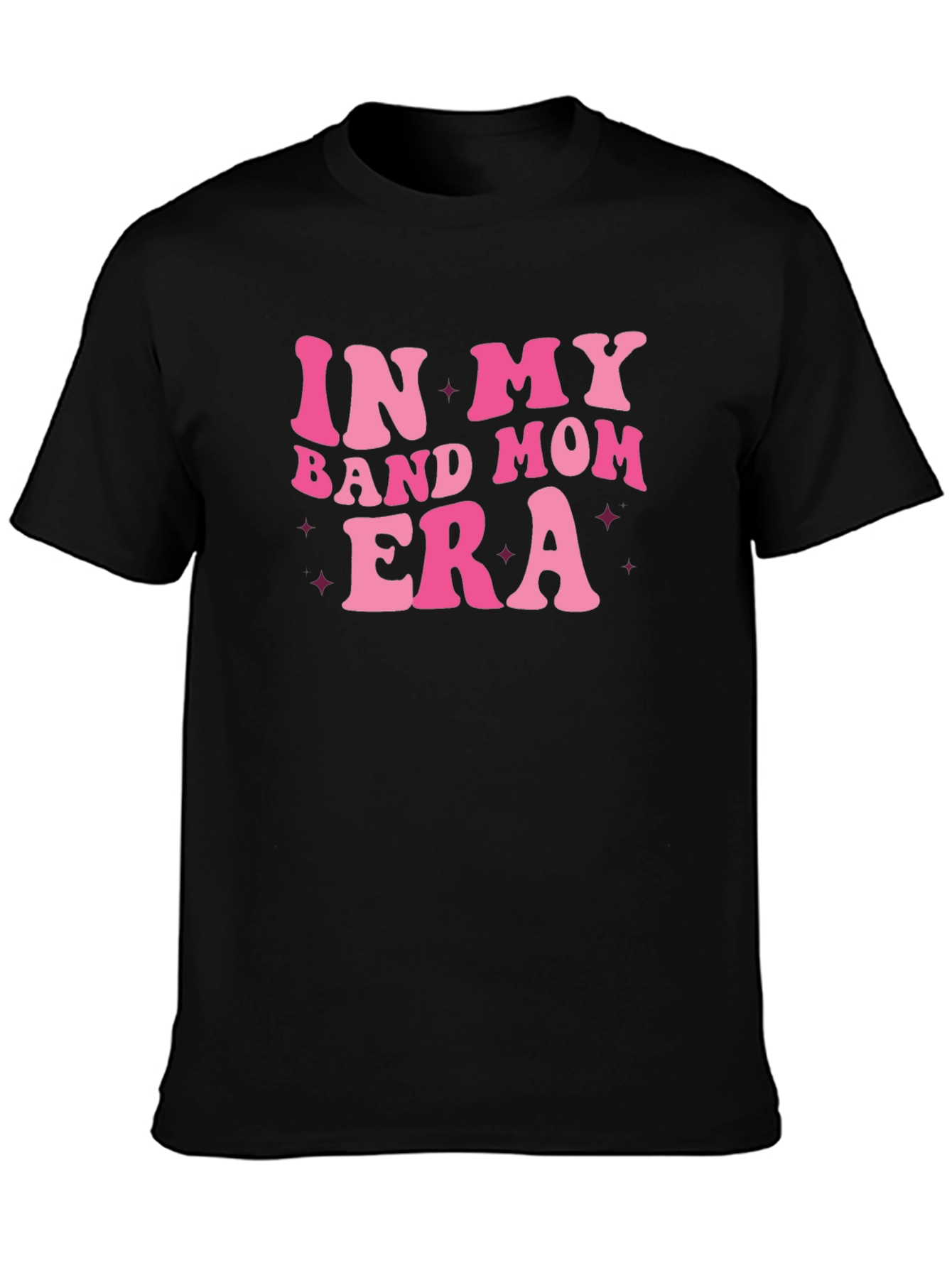 Band Mom Era Tee - Retro Pink Print on Black Shirt