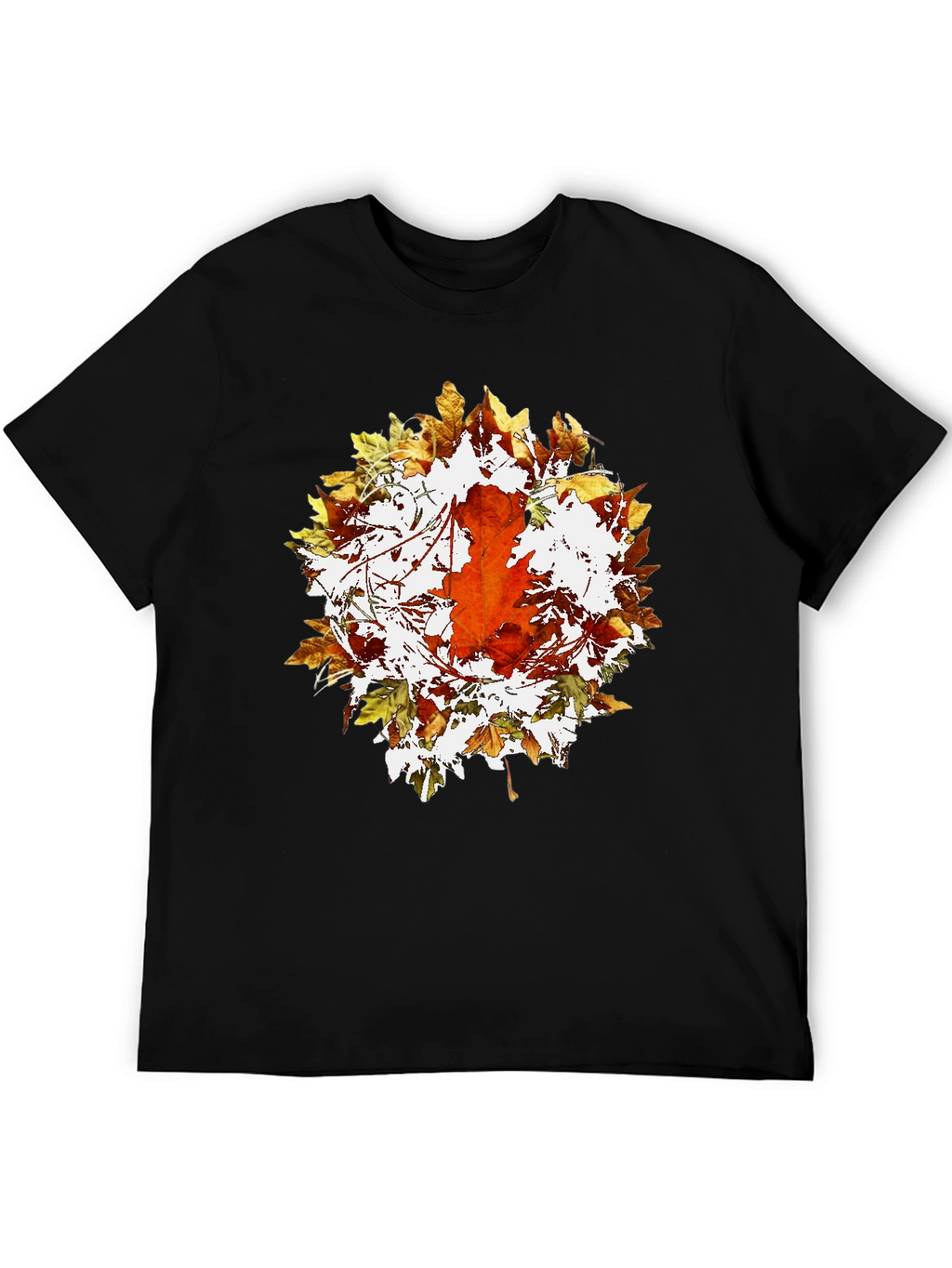 Autumn Leaf Graphic Black T-Shirt