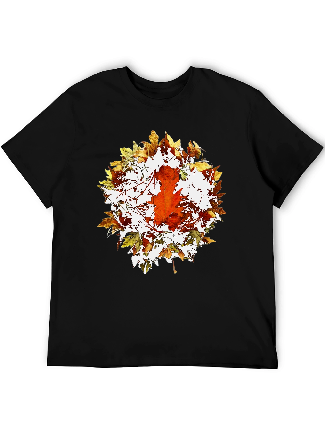Autumn Leaf Graphic Black T-Shirt