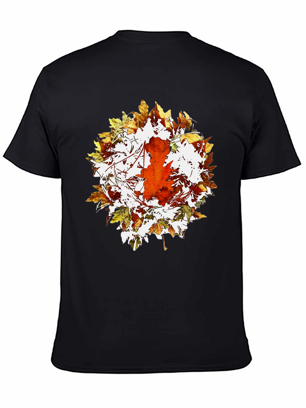 Autumn Leaf Graphic Black T-Shirt