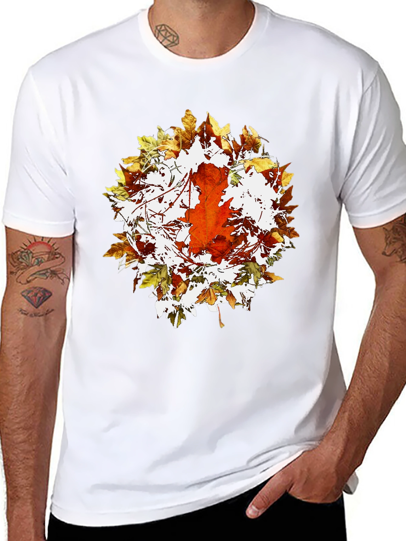 Autumn Leaf Graphic Black T-Shirt
