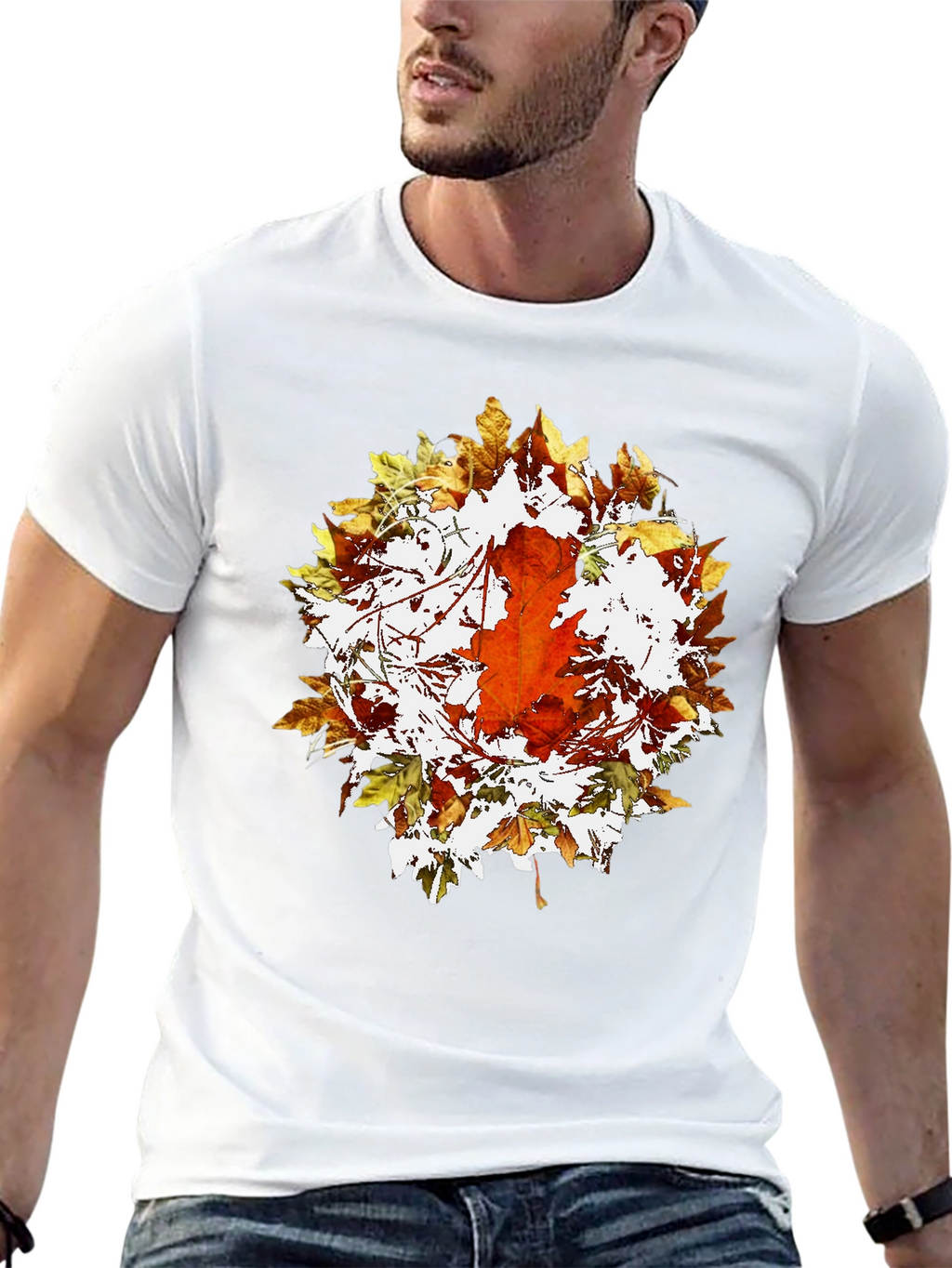 Autumn Leaf Graphic Black T-Shirt