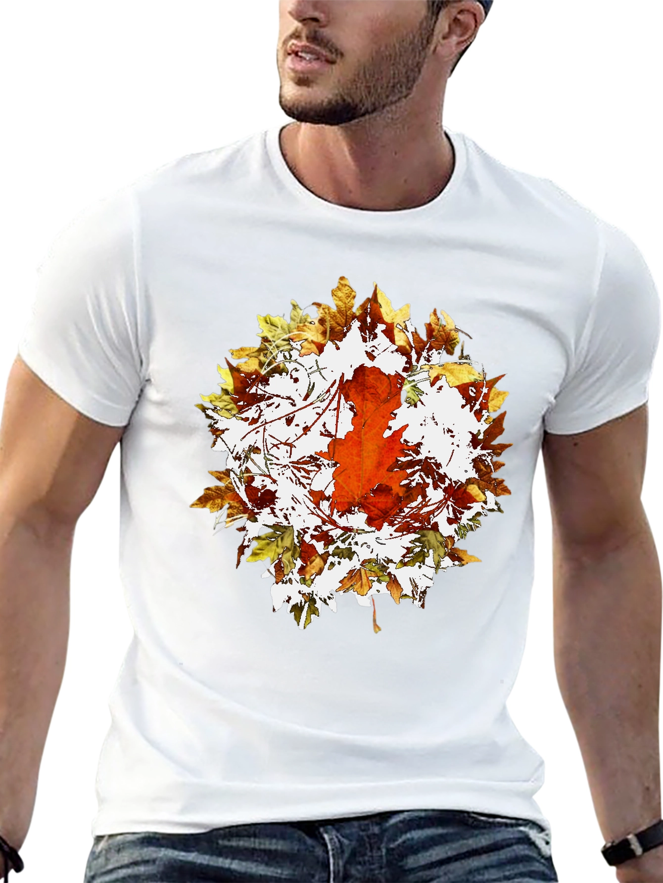 Autumn Leaf Graphic Black T-Shirt