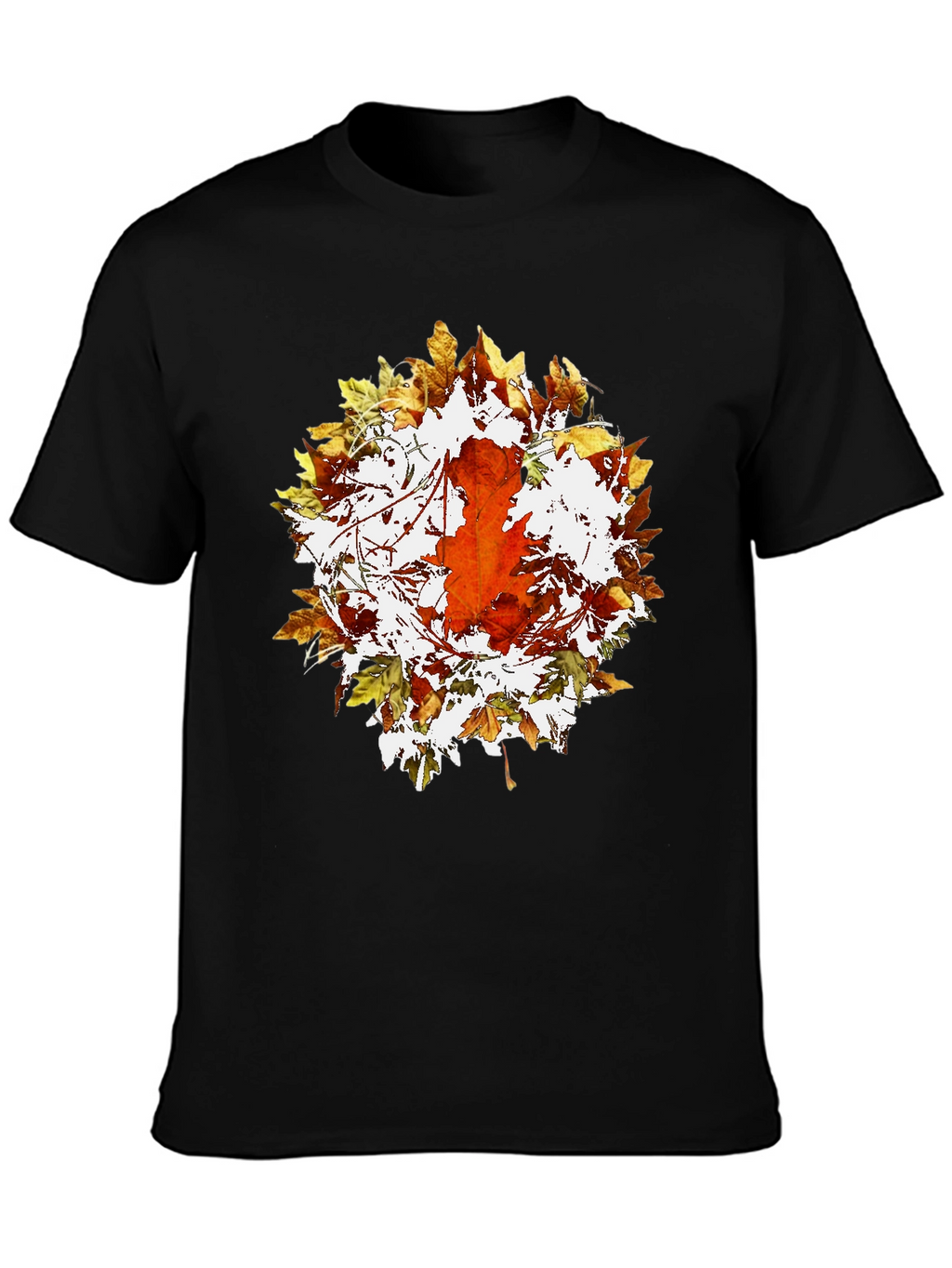 Autumn Leaf Graphic Black T-Shirt