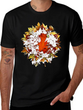 Autumn Leaf Graphic Black T-Shirt