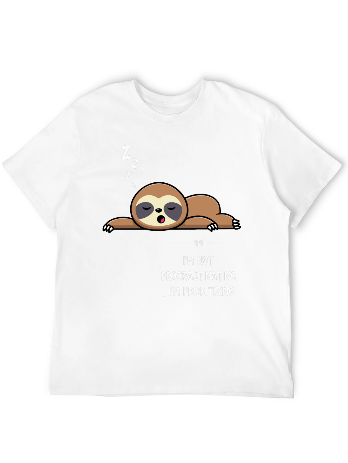 Funny Sloth Procrastinating Prioritizing Black T-Shirt