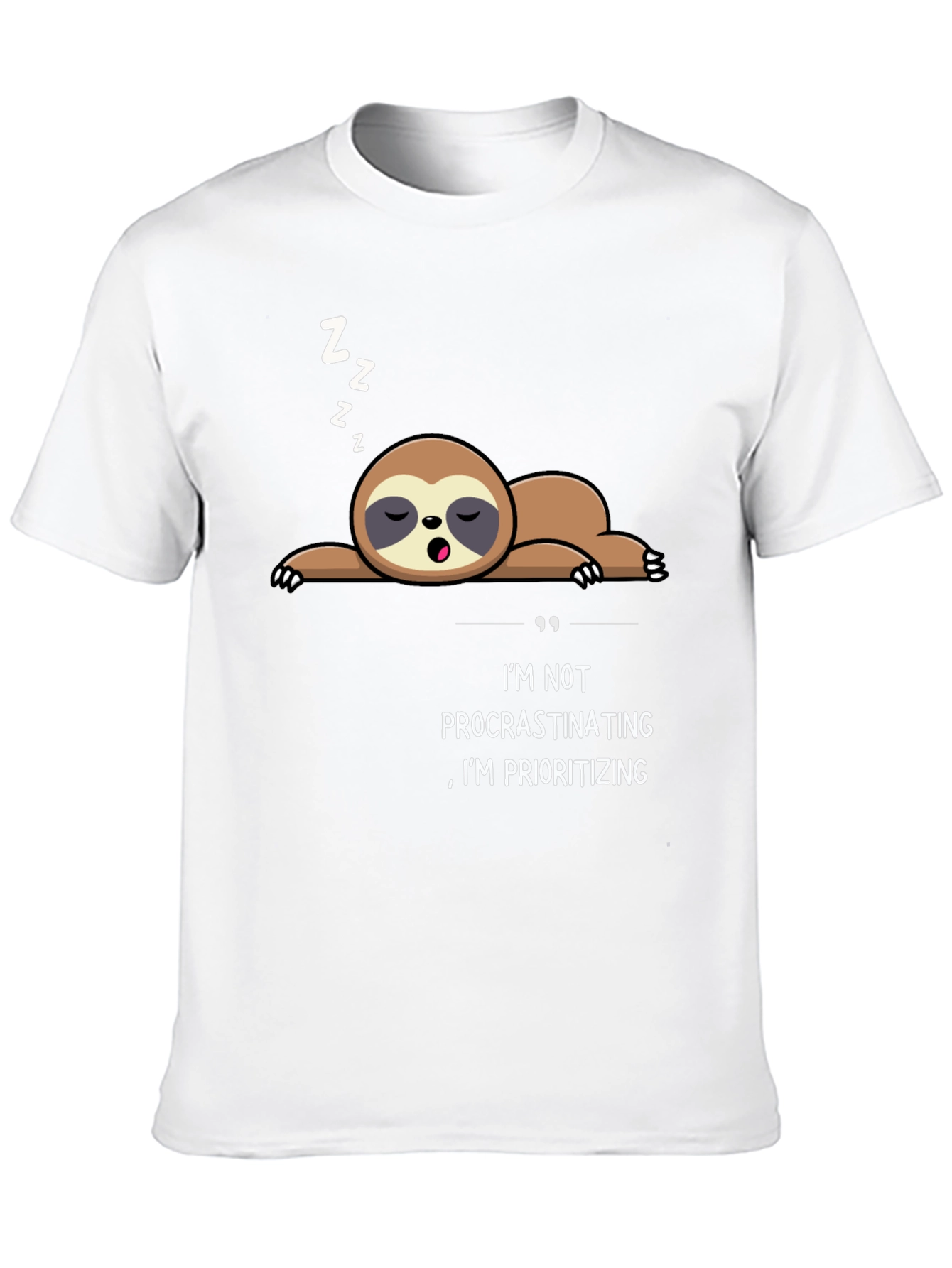 Funny Sloth Procrastinating Prioritizing Black T-Shirt