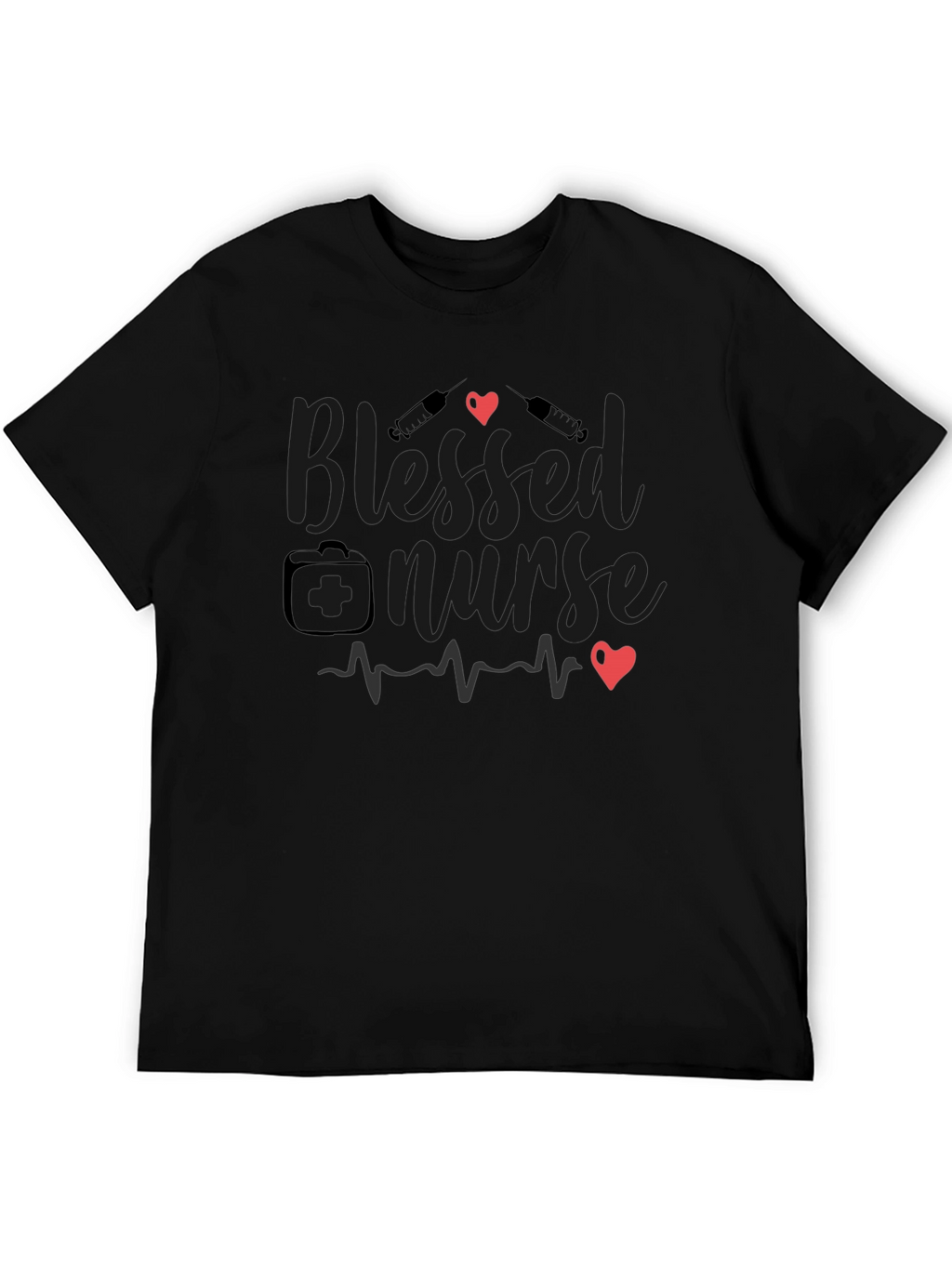 Blessed Nurse Black T-Shirt Medical Profession