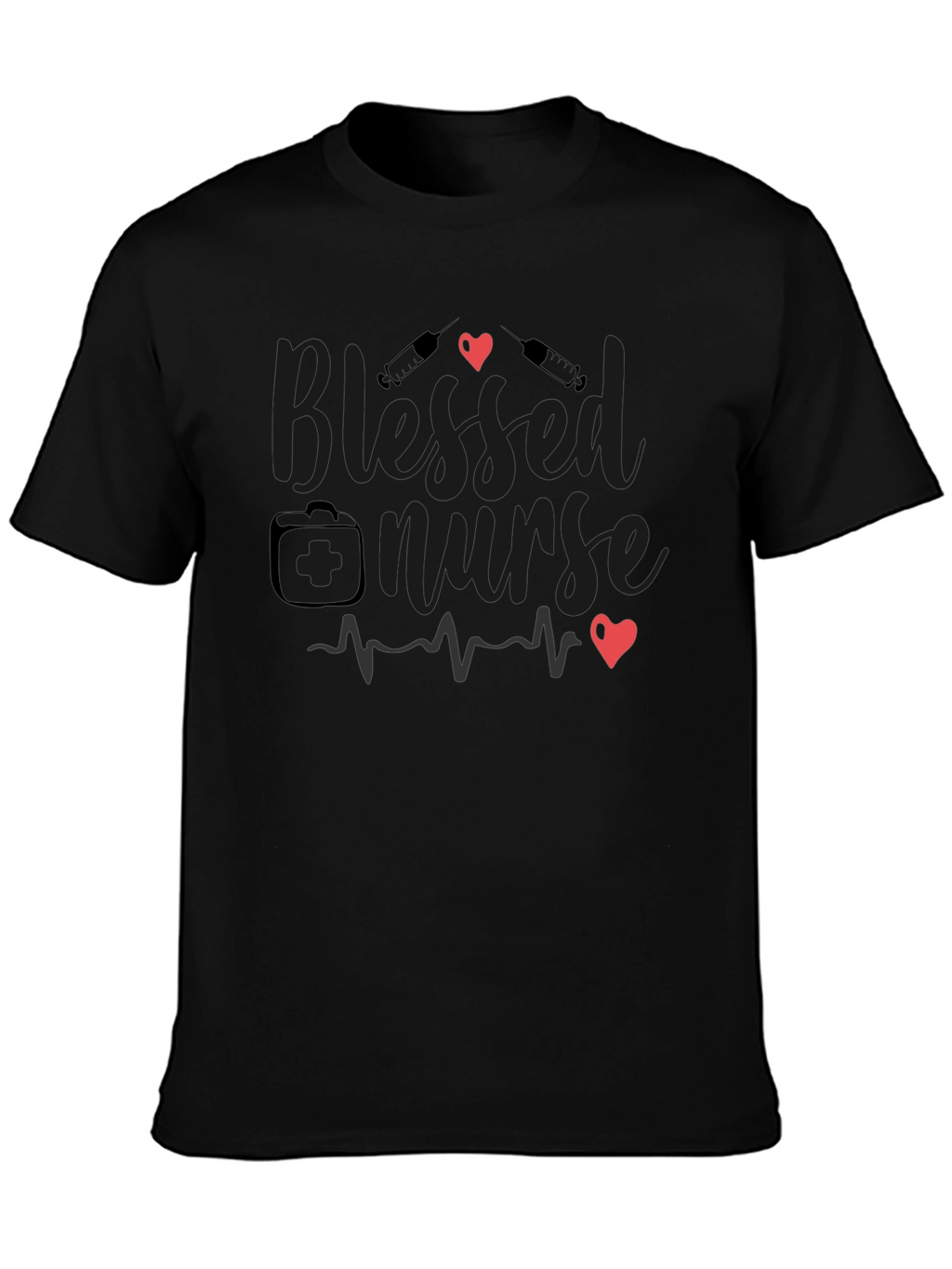 Blessed Nurse Black T-Shirt Medical Profession