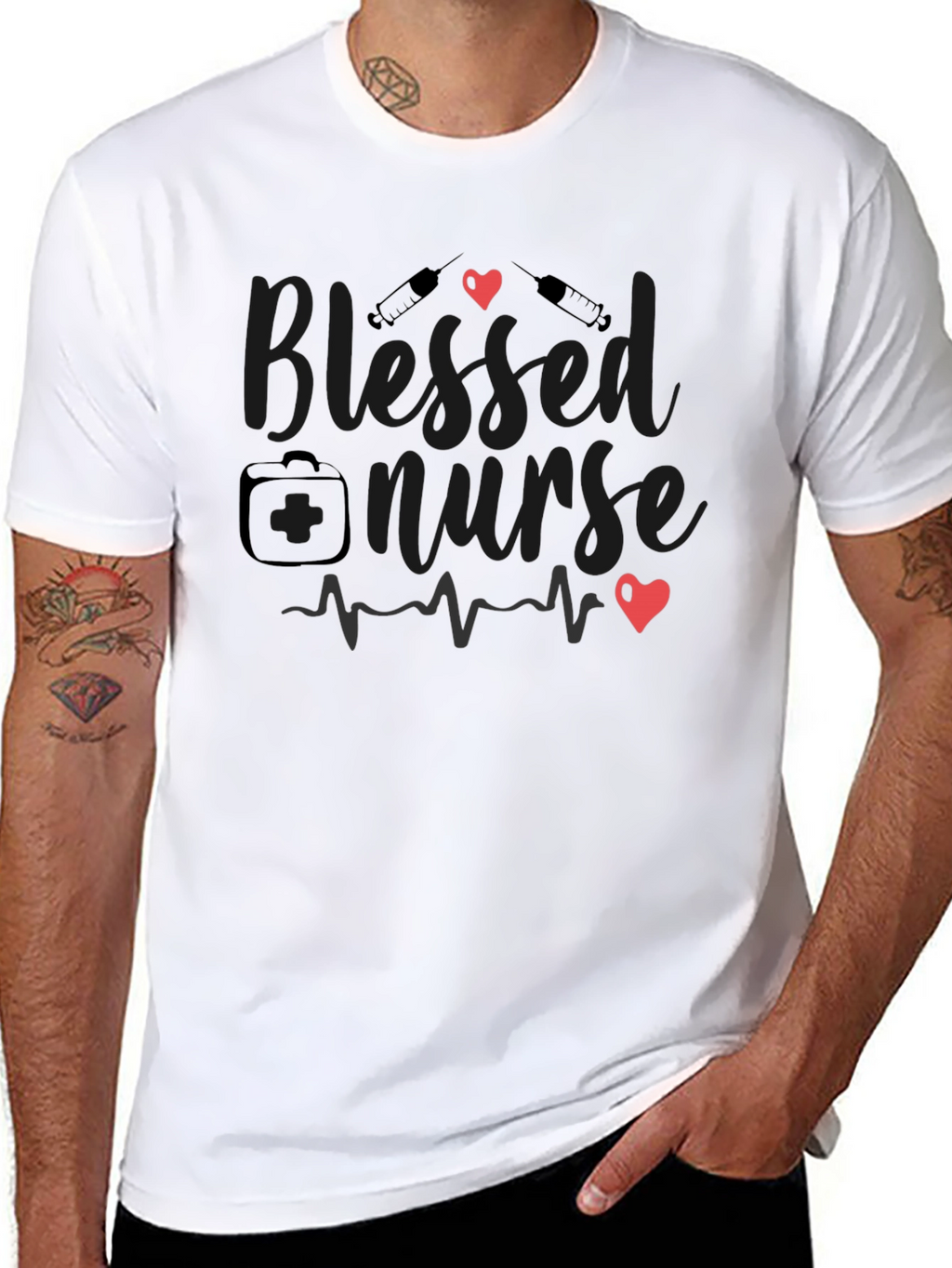 Blessed Nurse Black T-Shirt Medical Profession
